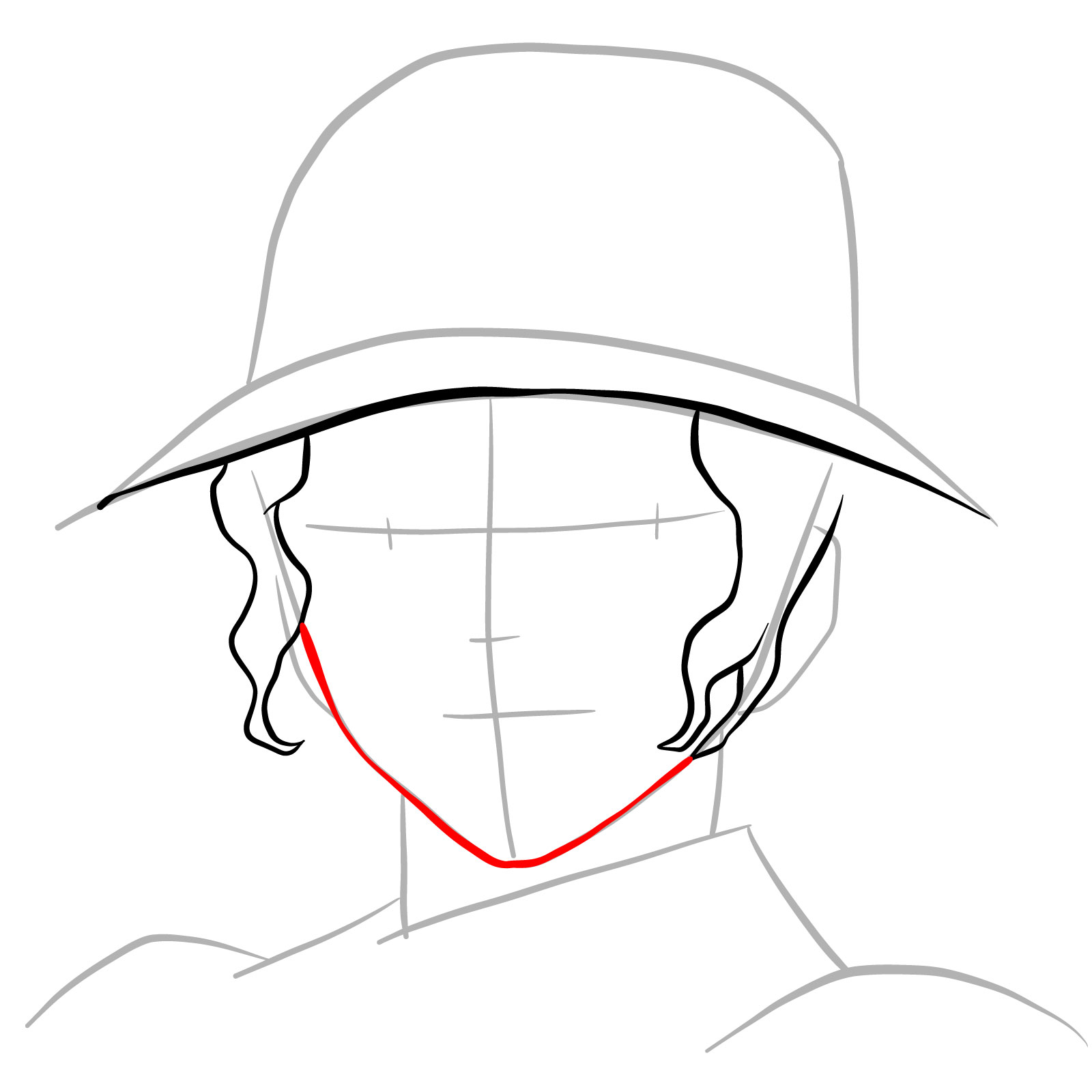 How to draw Muzan Kibutsuji's face - step 08