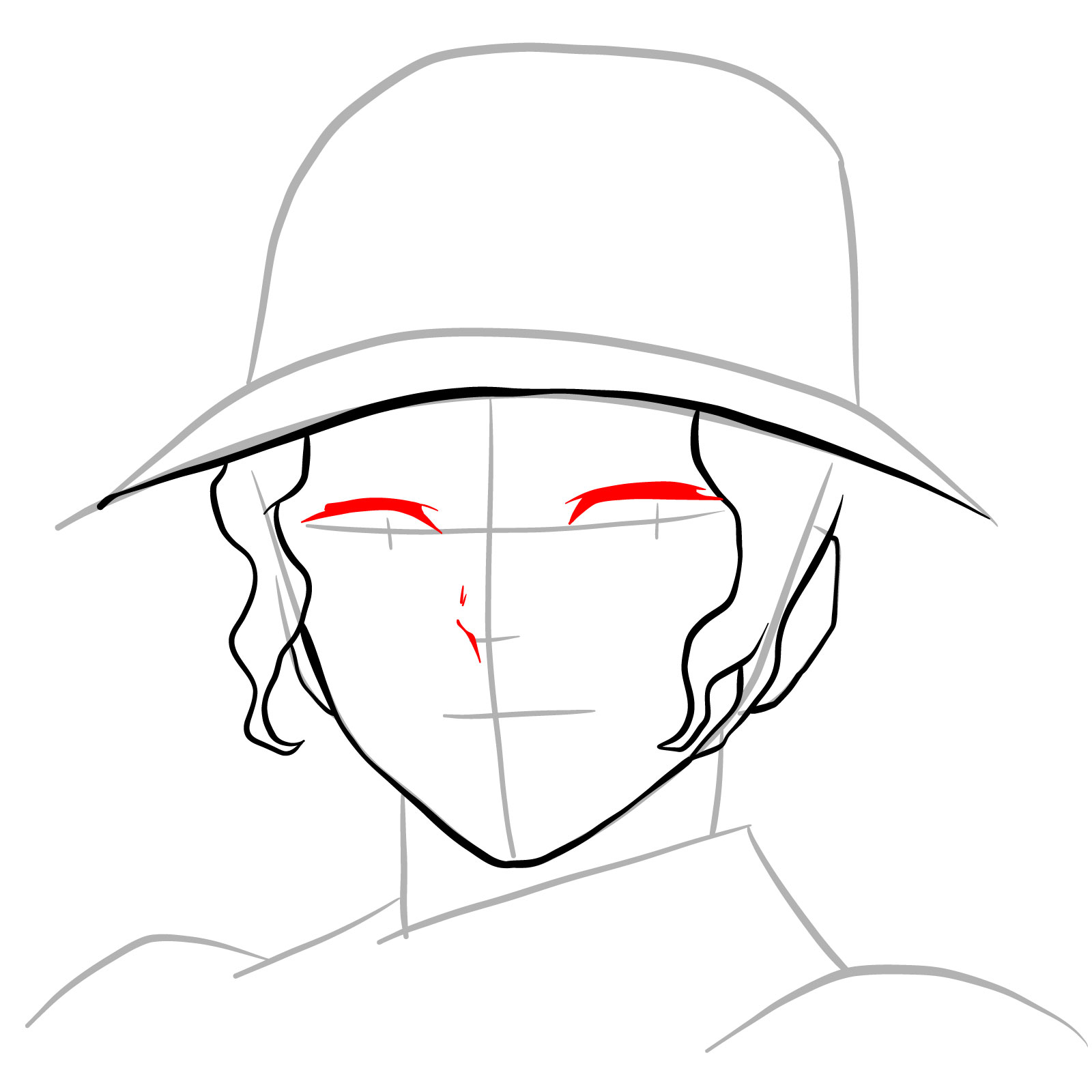 How to draw Muzan Kibutsuji's face - step 10
