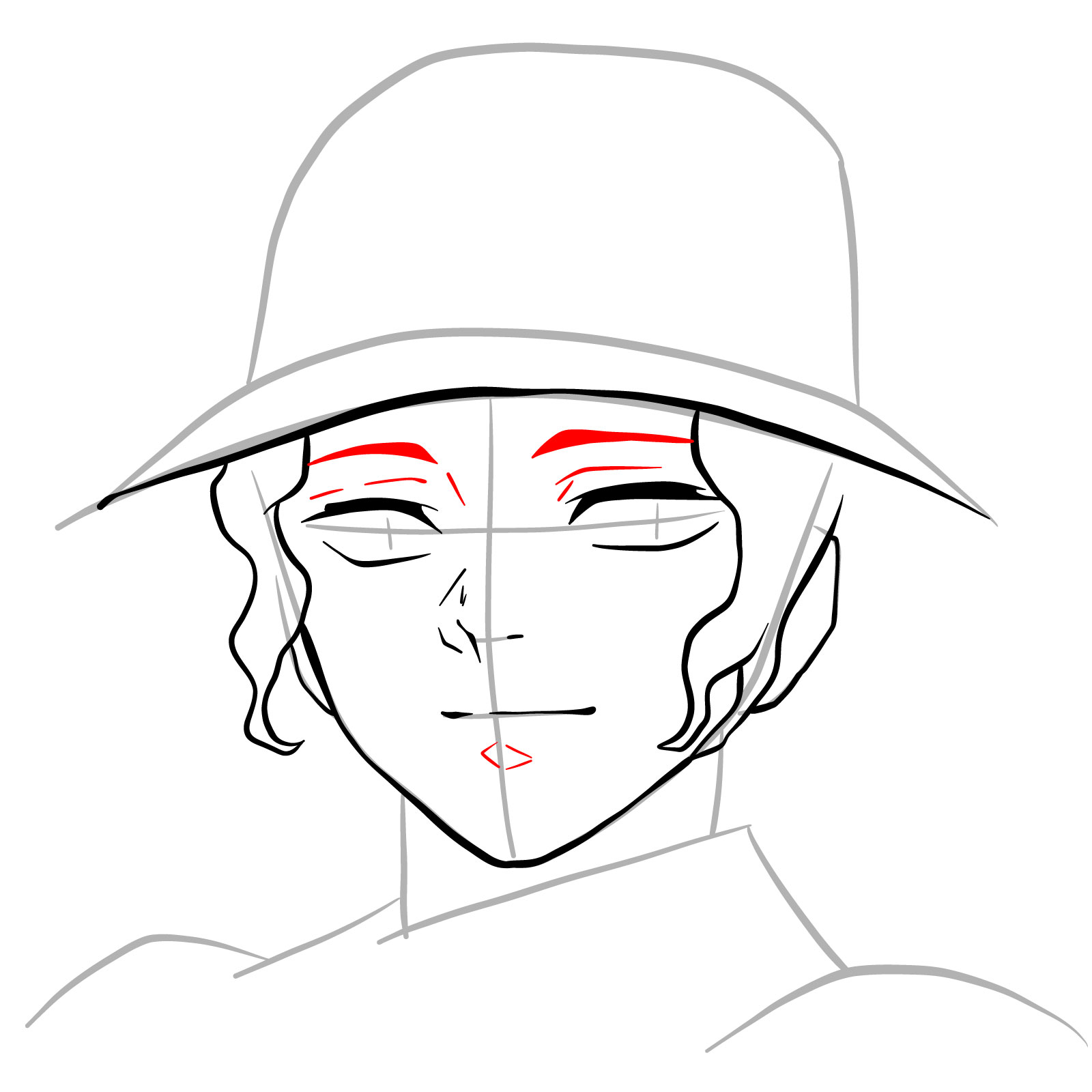 How to draw Muzan Kibutsuji's face - step 12