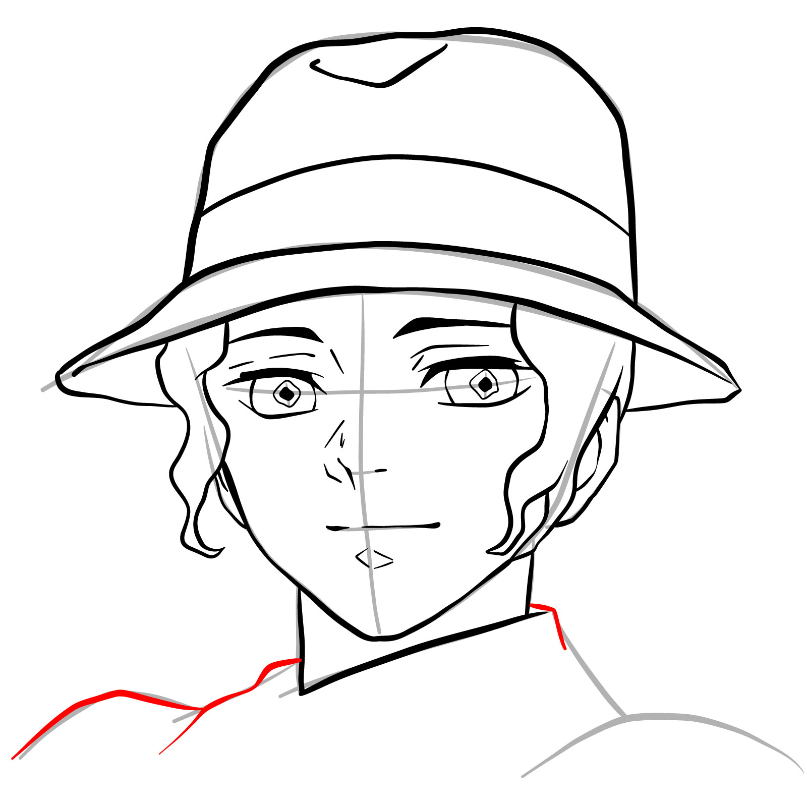 How to draw Muzan Kibutsuji's face - step 18