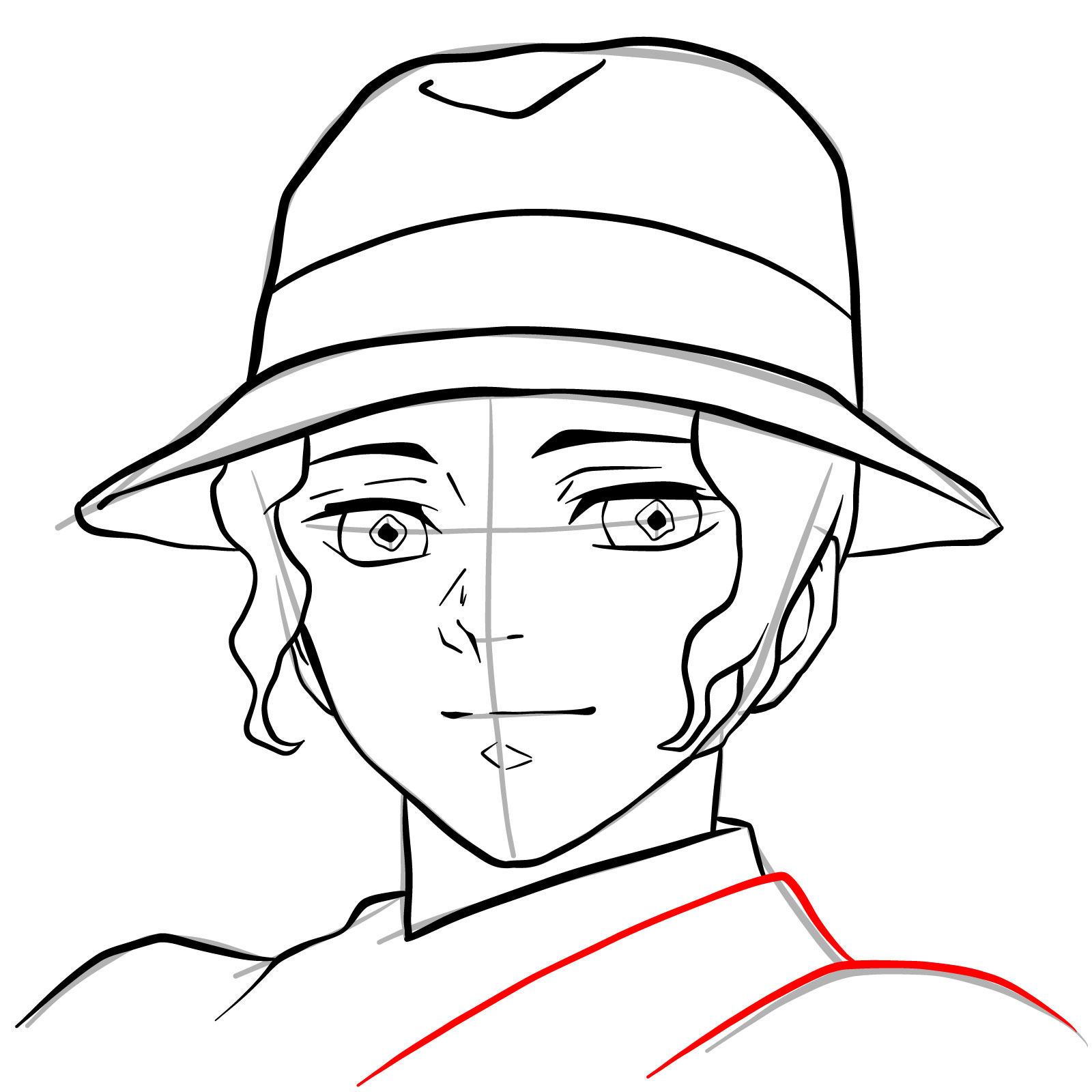 How to draw Muzan Kibutsuji's face - step 19