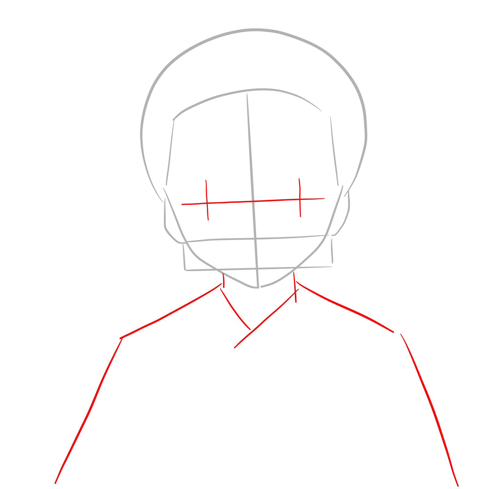 How to draw Nezuko Kamado's face - step 03