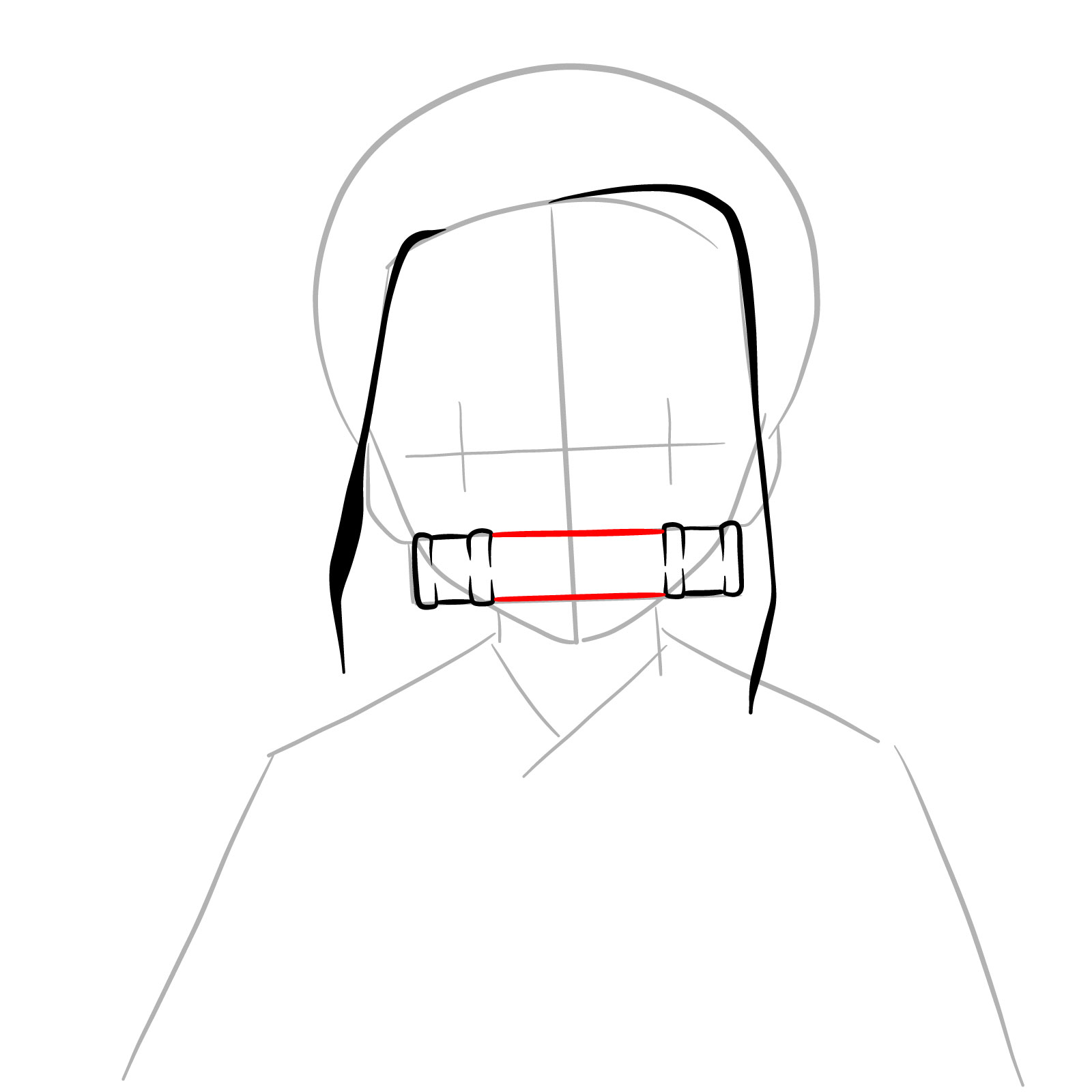 How to draw Nezuko Kamado's face - step 06