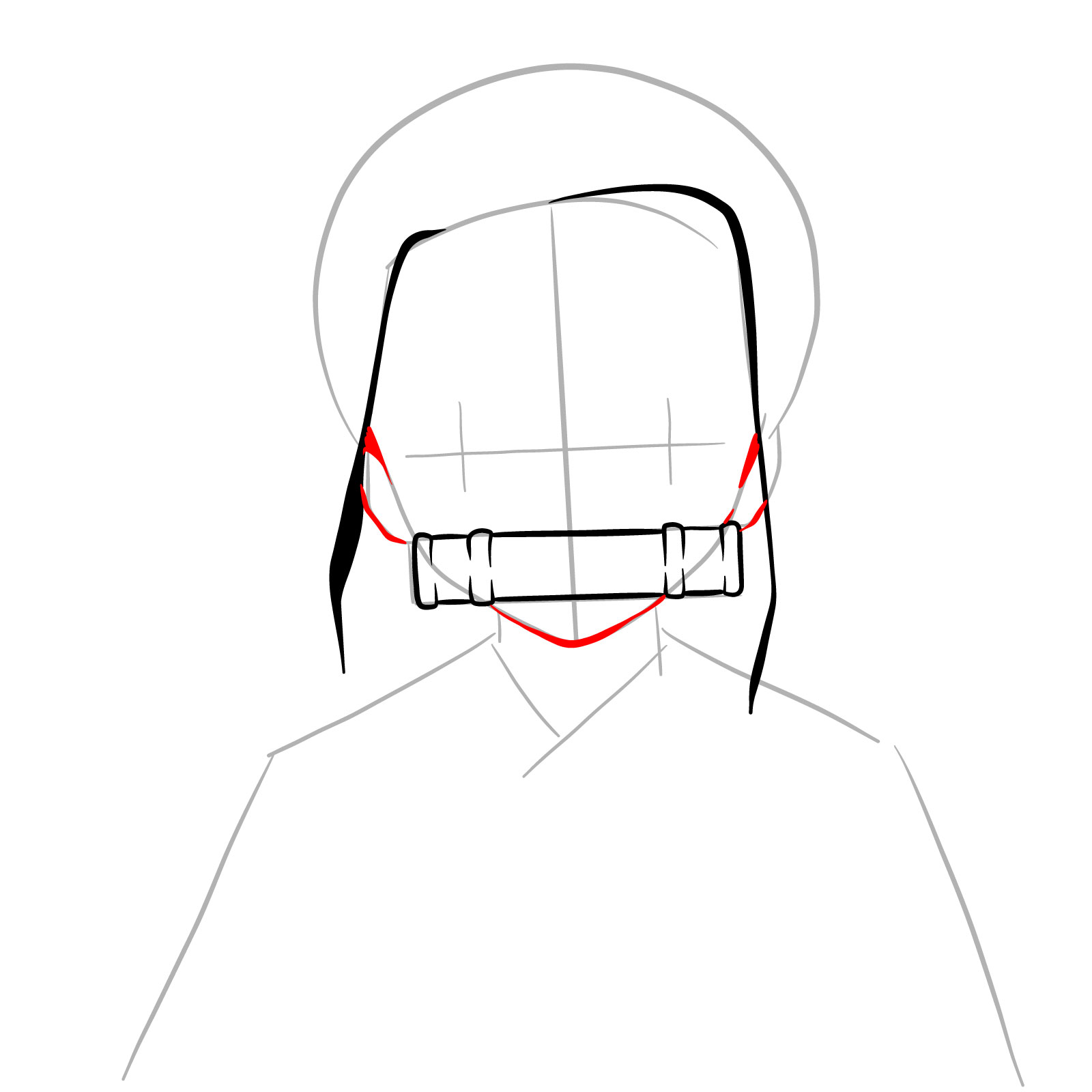 How to draw Nezuko Kamado's face - step 07