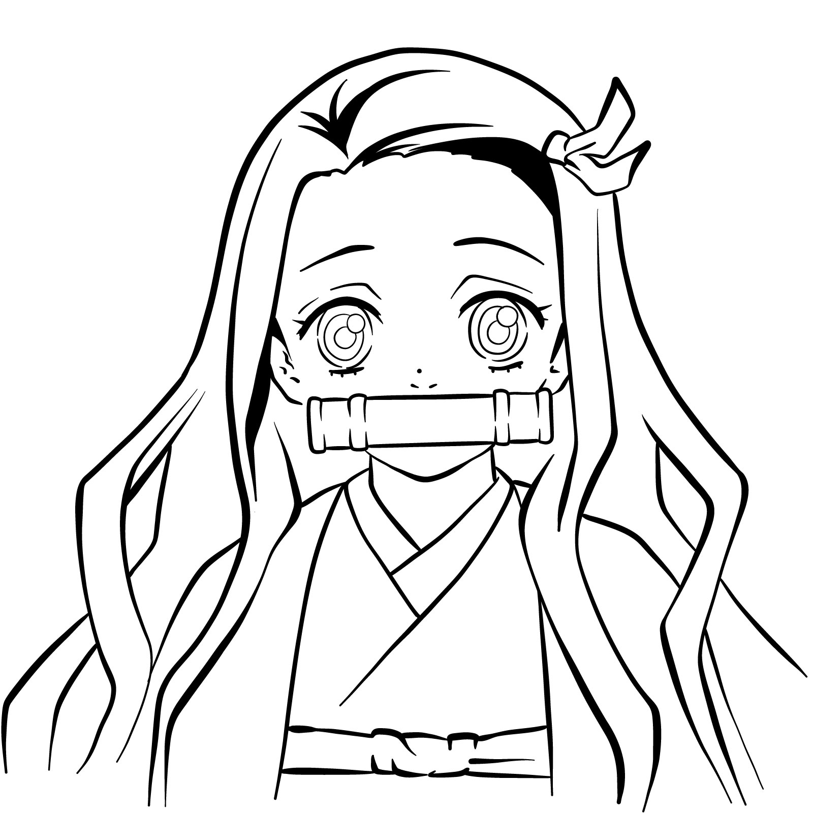 How to draw Nezuko Kamado's face - final step