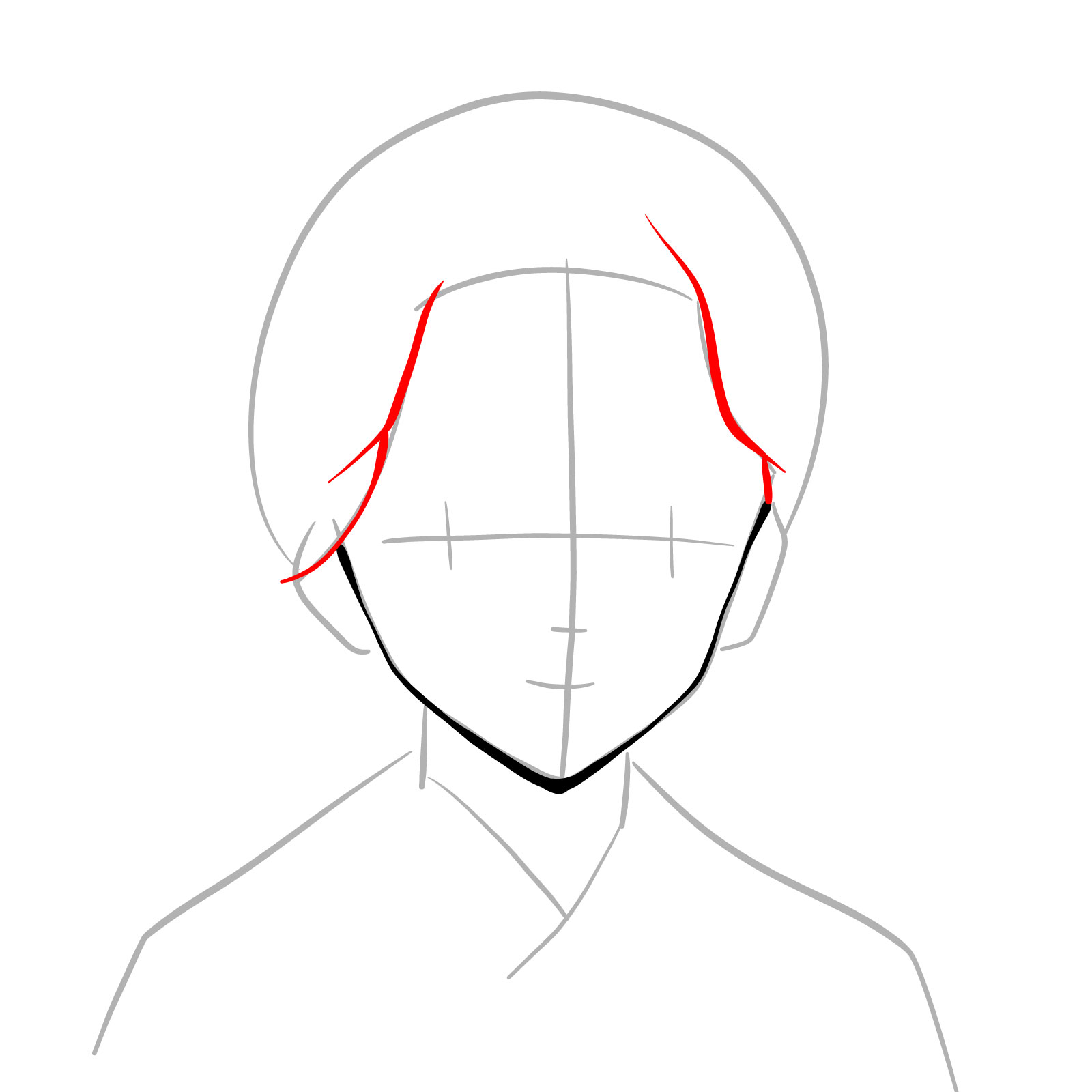 How to draw Tamayo's face (Demon Slayer) - step 05