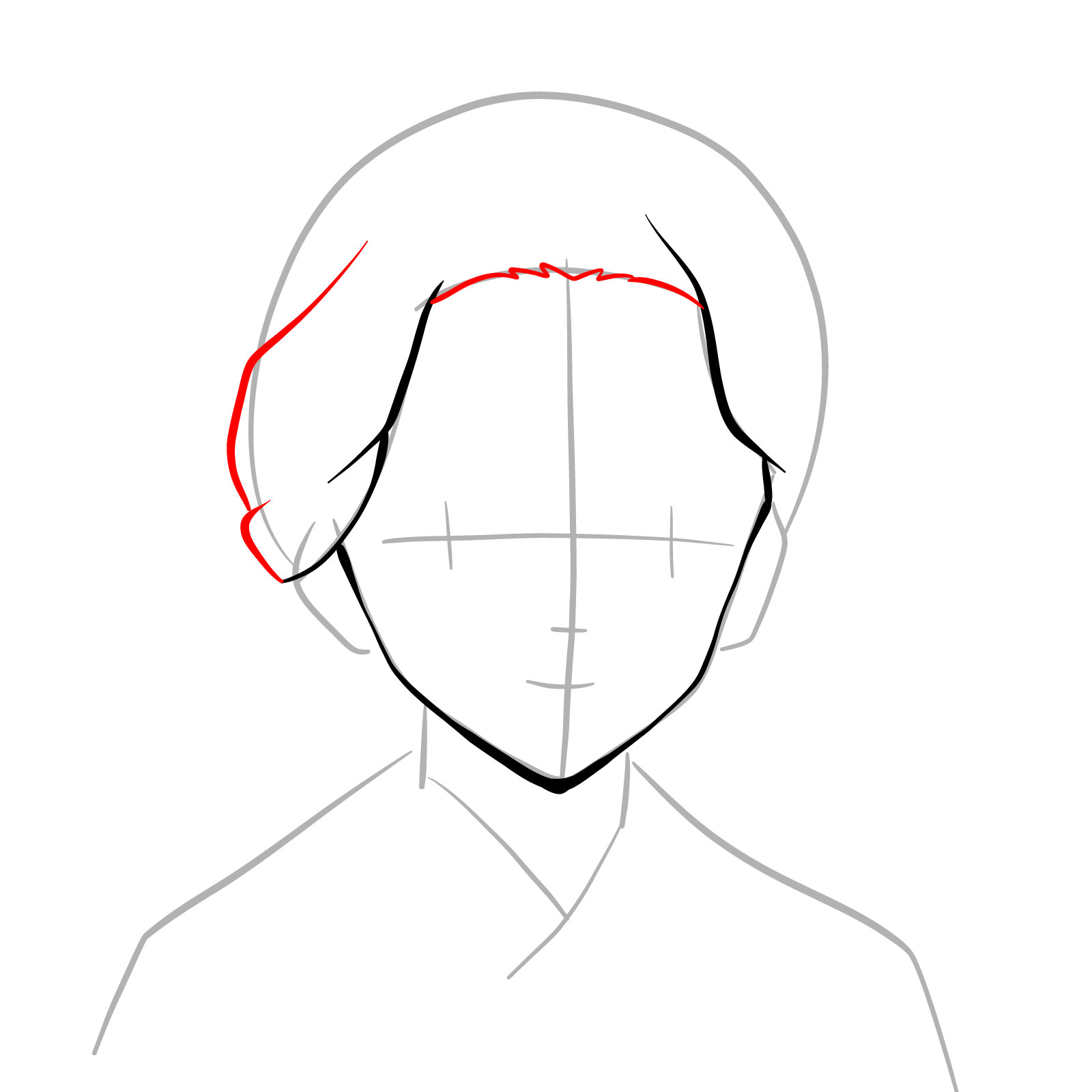 How to draw Tamayo's face (Demon Slayer) - step 06
