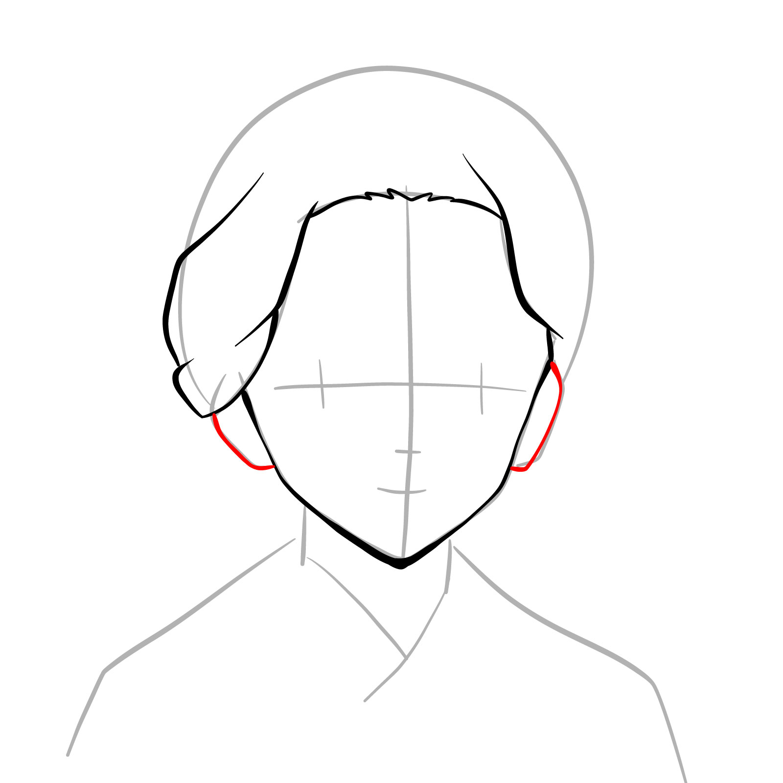 How to draw Tamayo's face (Demon Slayer) - step 07