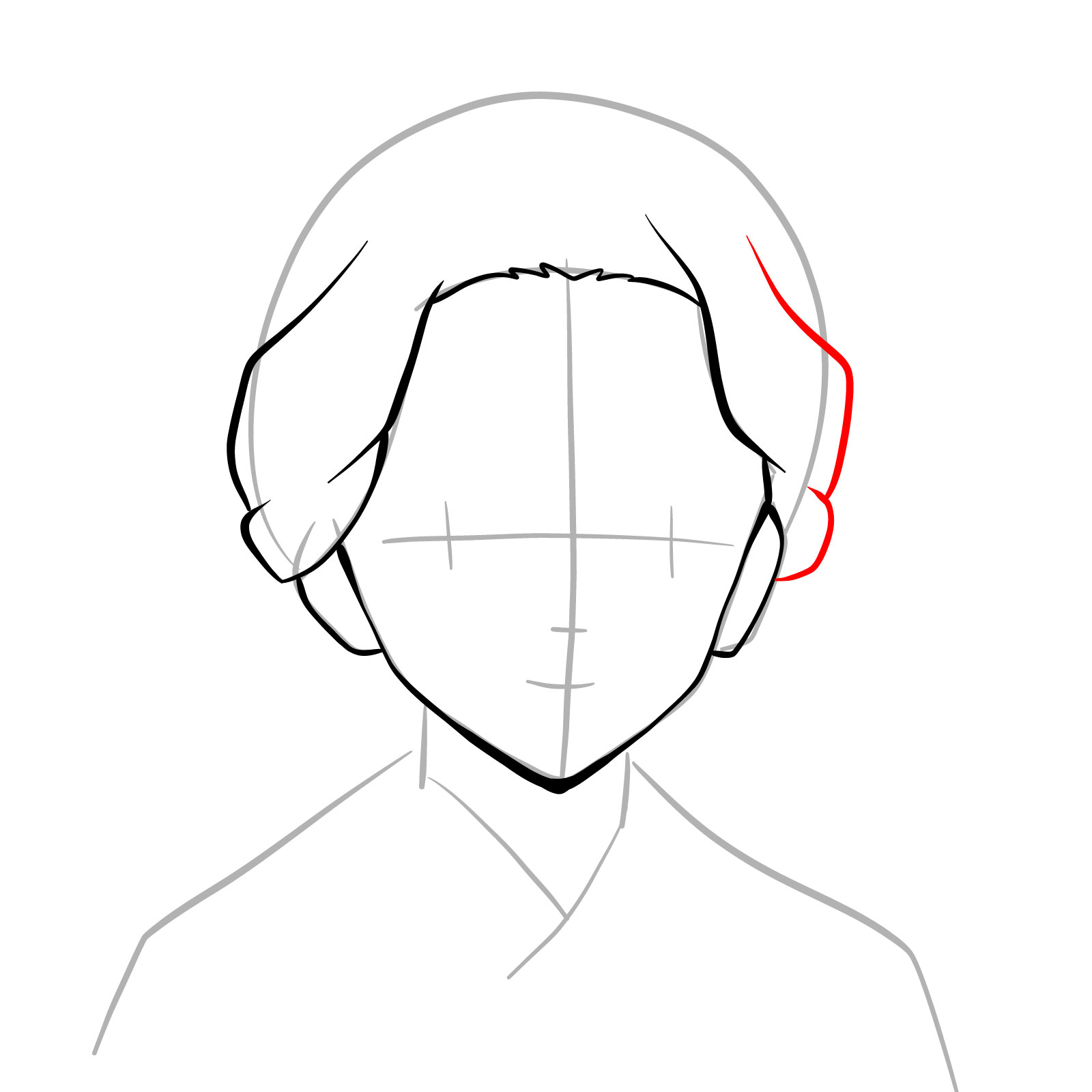 How to draw Tamayo's face (Demon Slayer) - step 08