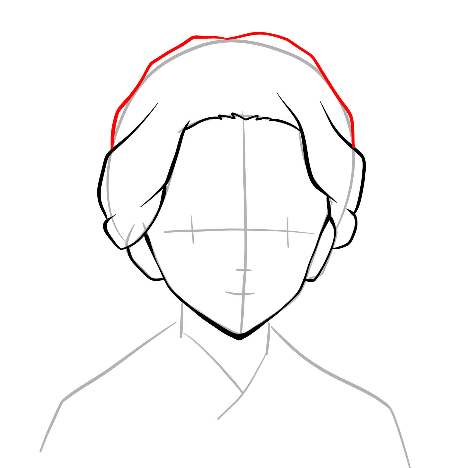 How to draw Tamayo's face (Demon Slayer) - step 09