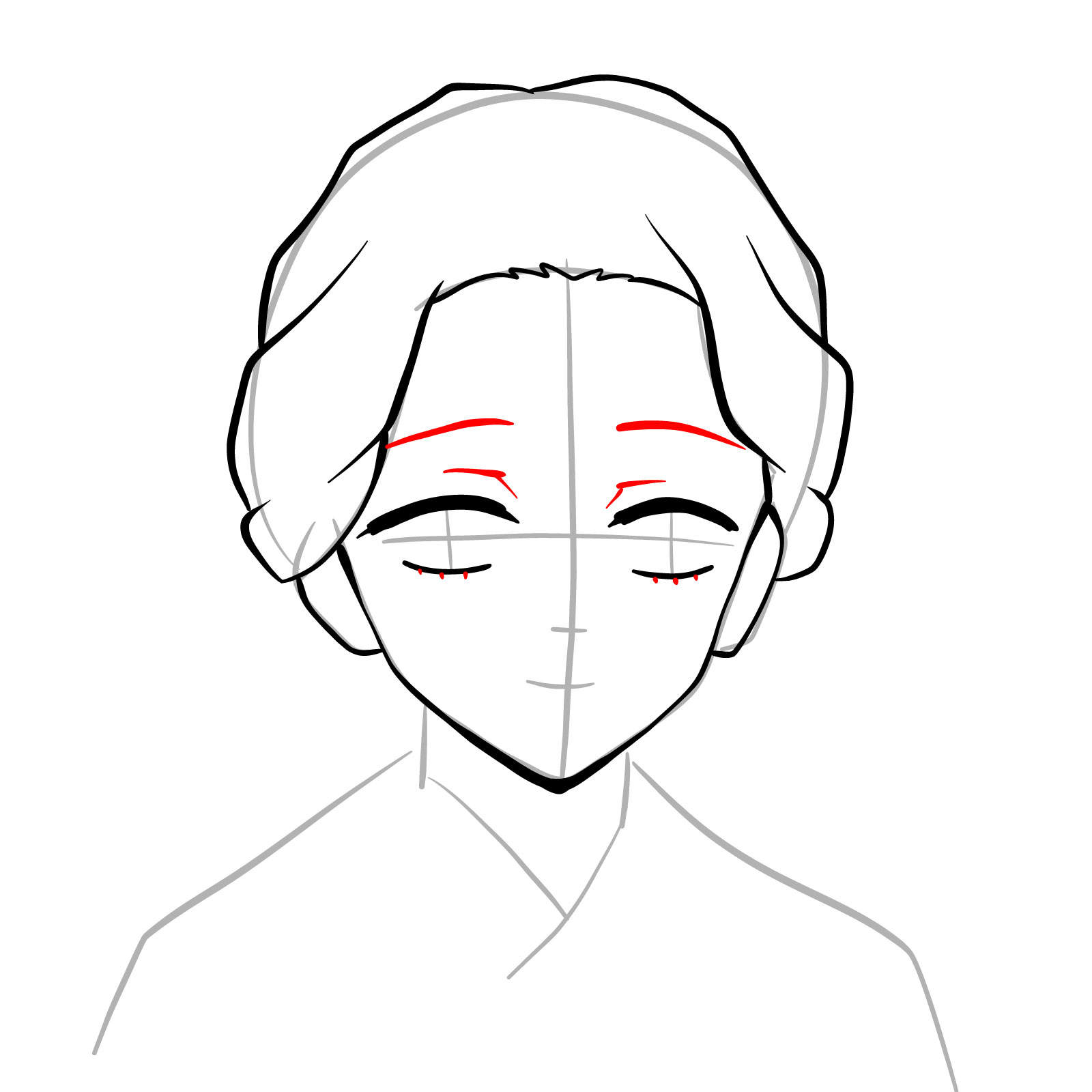 How to draw Tamayo's face (Demon Slayer) - step 11