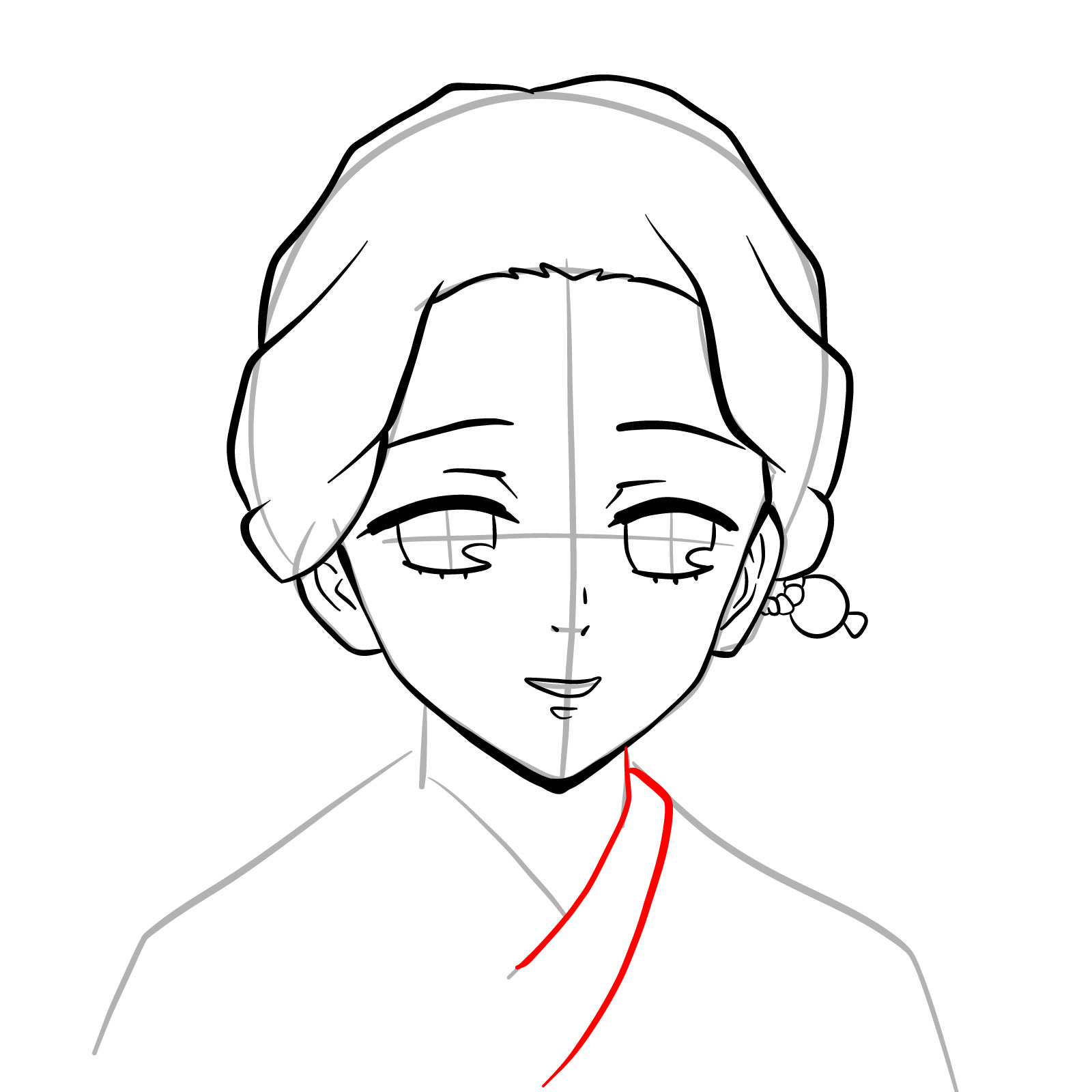 How to draw Tamayo's face (Demon Slayer) - step 14