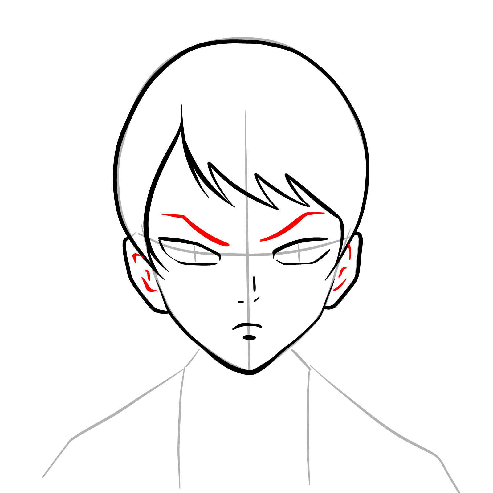 How to draw Yushiro's face from Demon Slayer - step 11