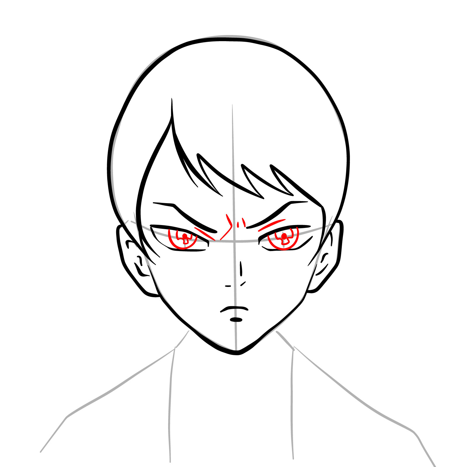 How to draw Yushiro's face from Demon Slayer - step 12