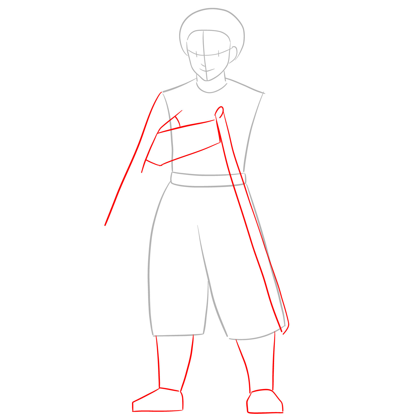 How to draw Kyojuro Rengoku - step 03