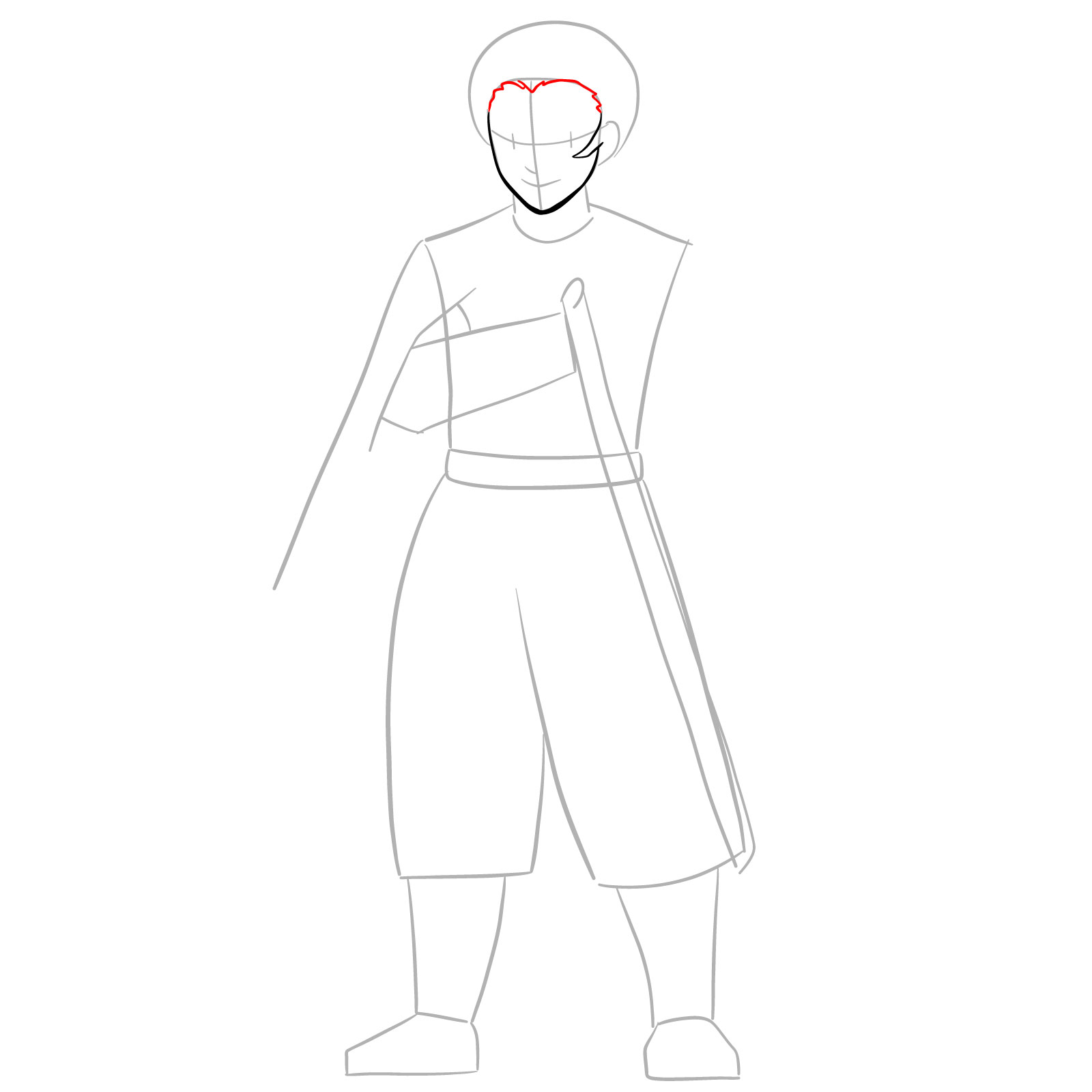 How to draw Kyojuro Rengoku - step 05