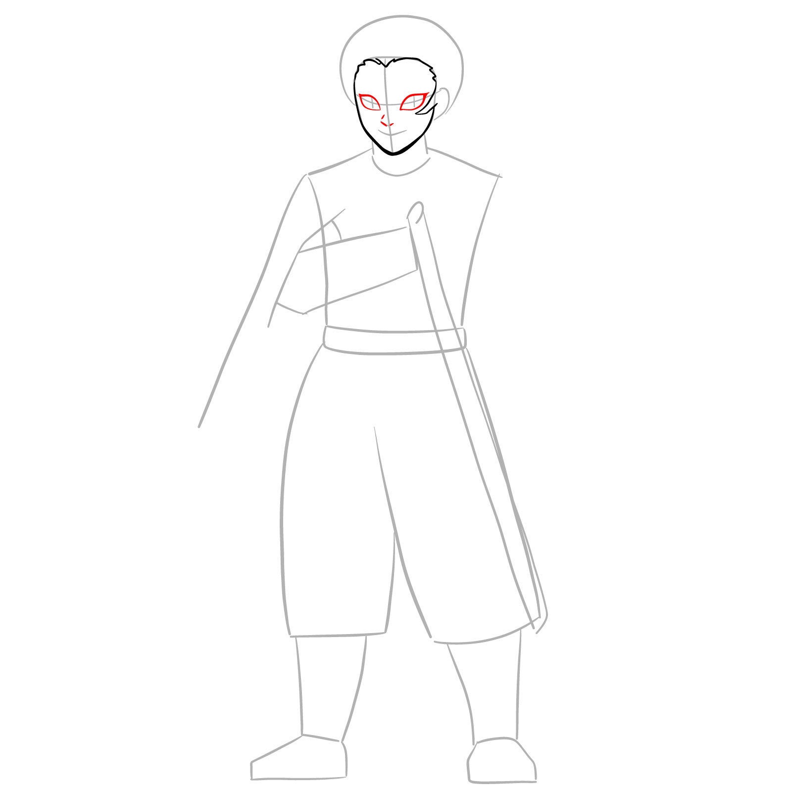 How to draw Kyojuro Rengoku - step 06