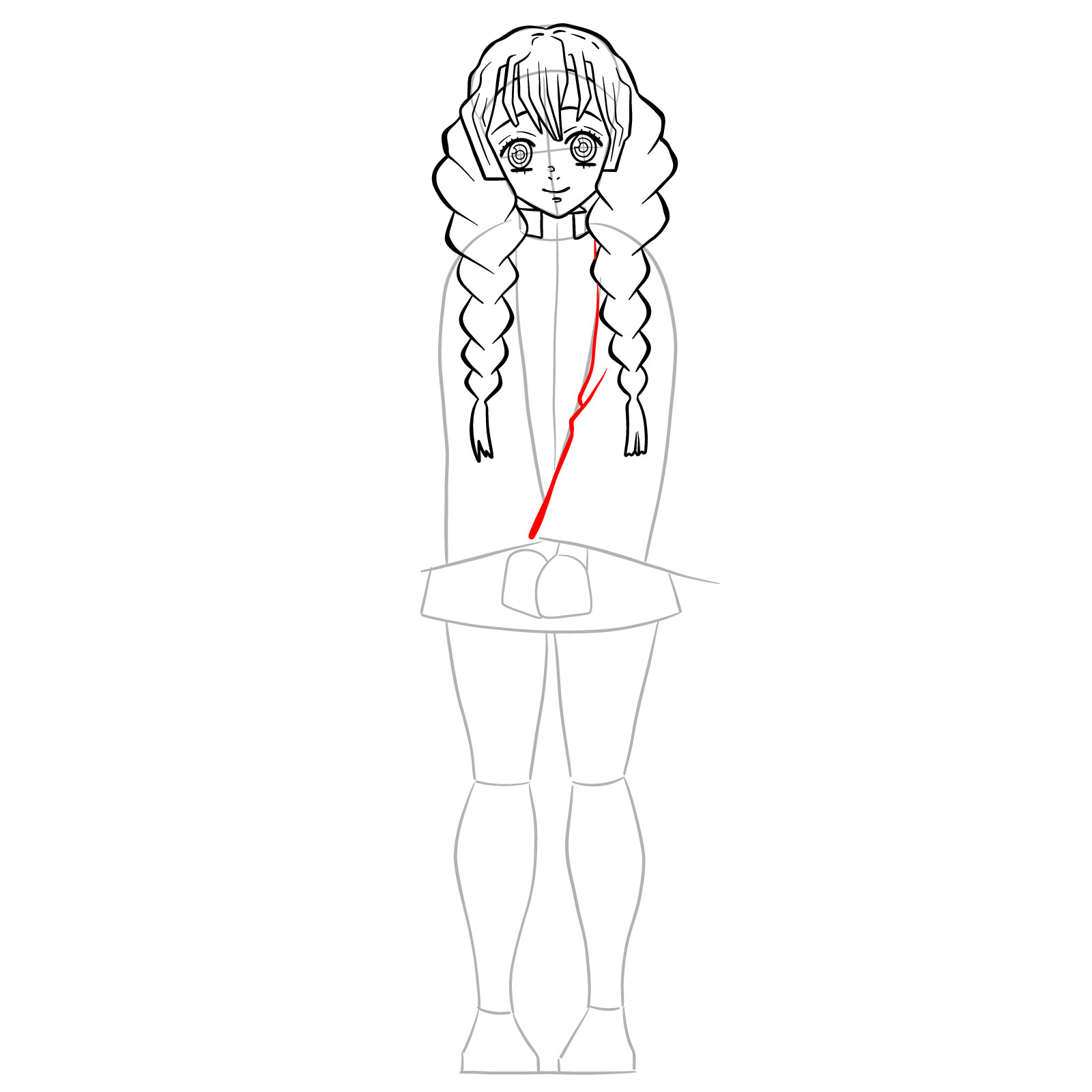How to draw Mitsuri Kanroji - step 17