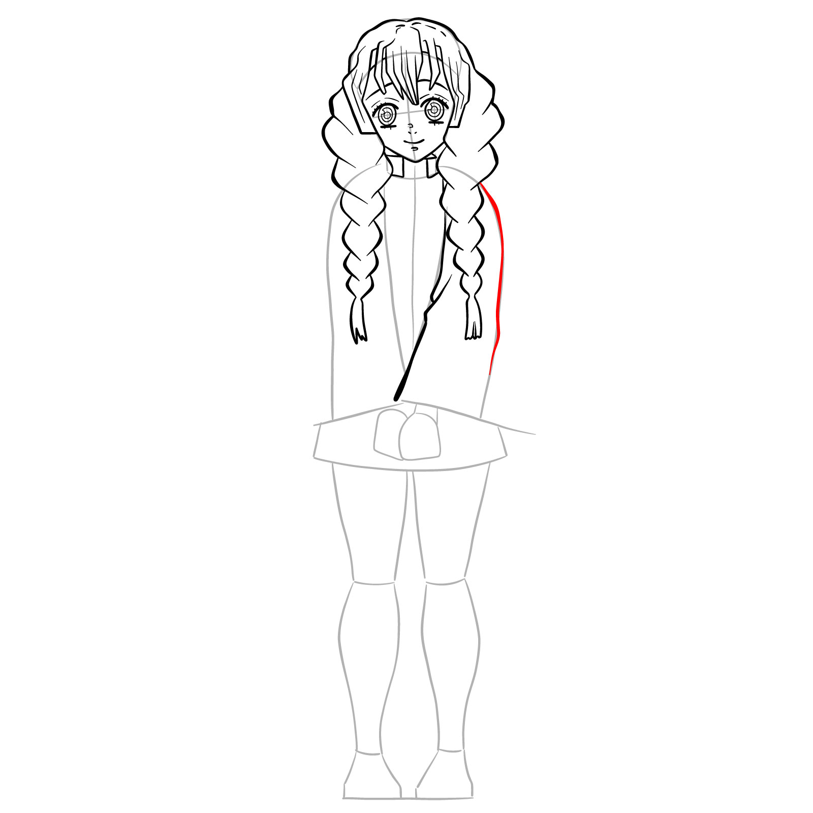 How to draw Mitsuri Kanroji - step 18