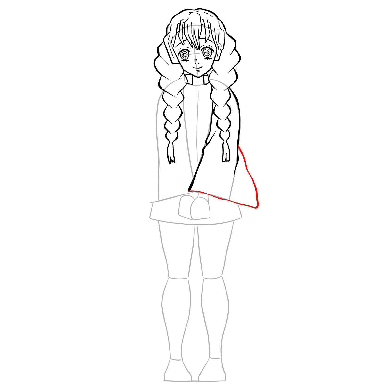 How to draw Mitsuri Kanroji - step 19