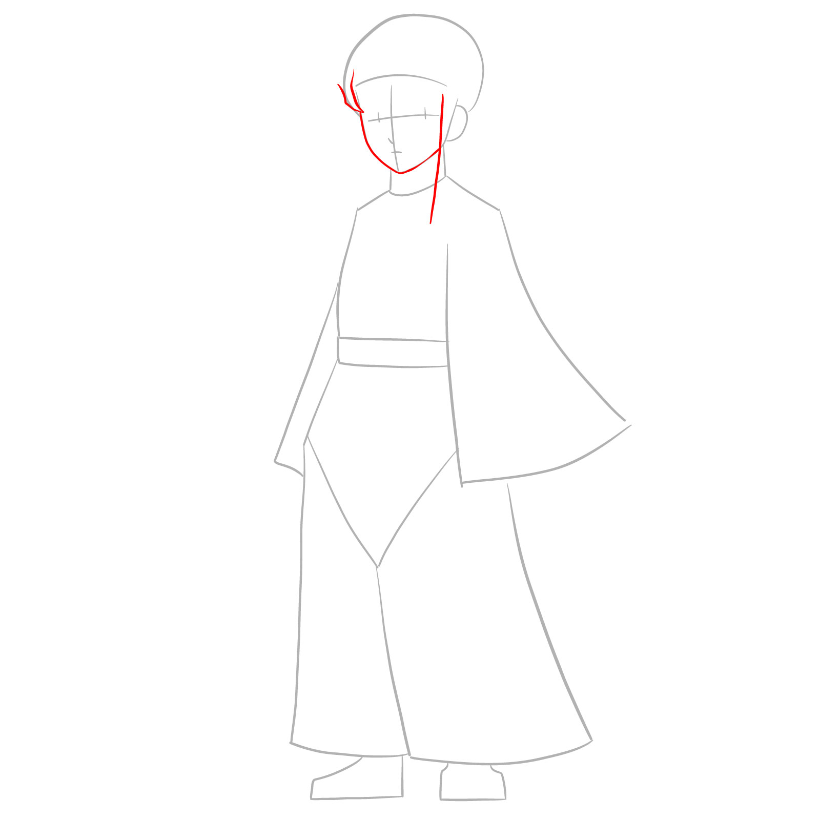 How to draw Muichiro Tokito - step 04