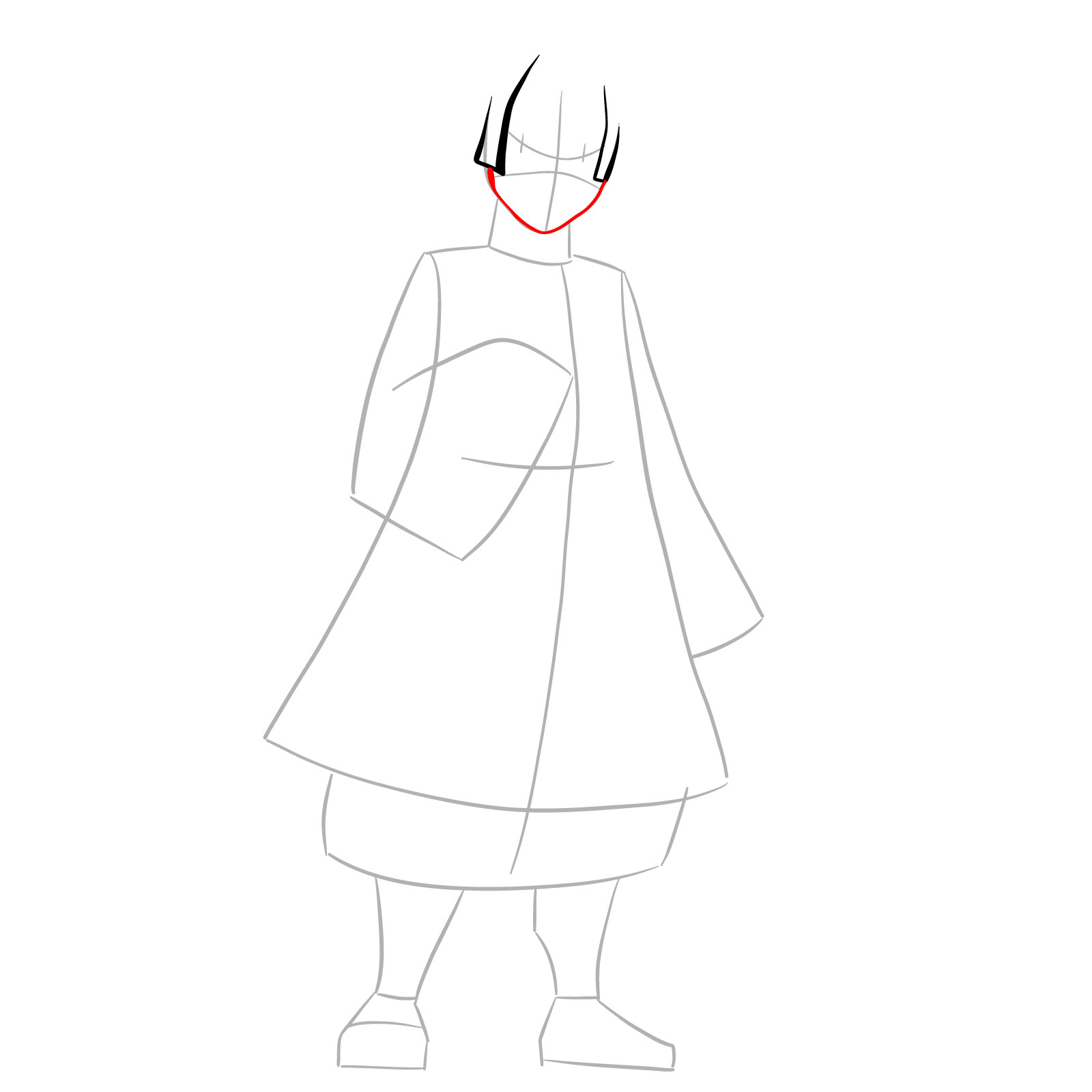 How to draw Obanai Iguro - step 05