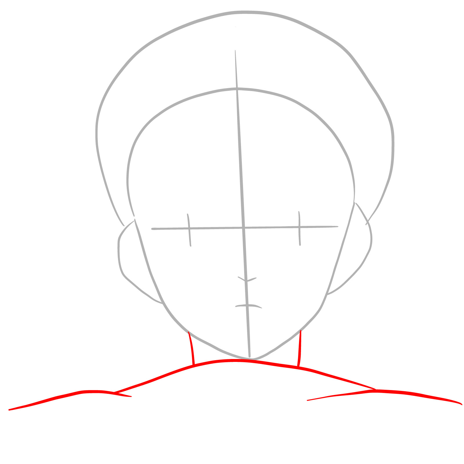 How to draw Inosuke without his mask - step 03