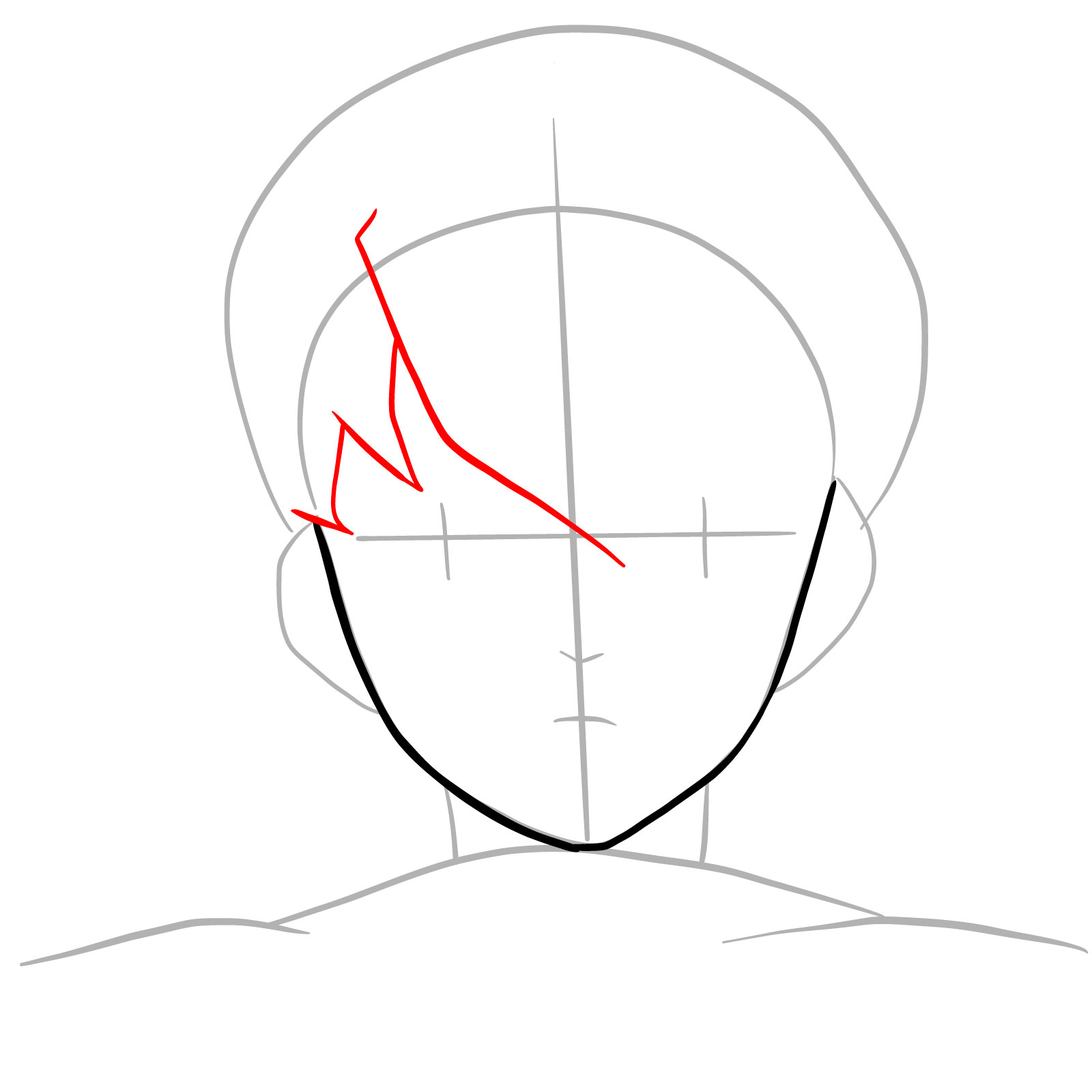 How to draw Inosuke without his mask - step 05