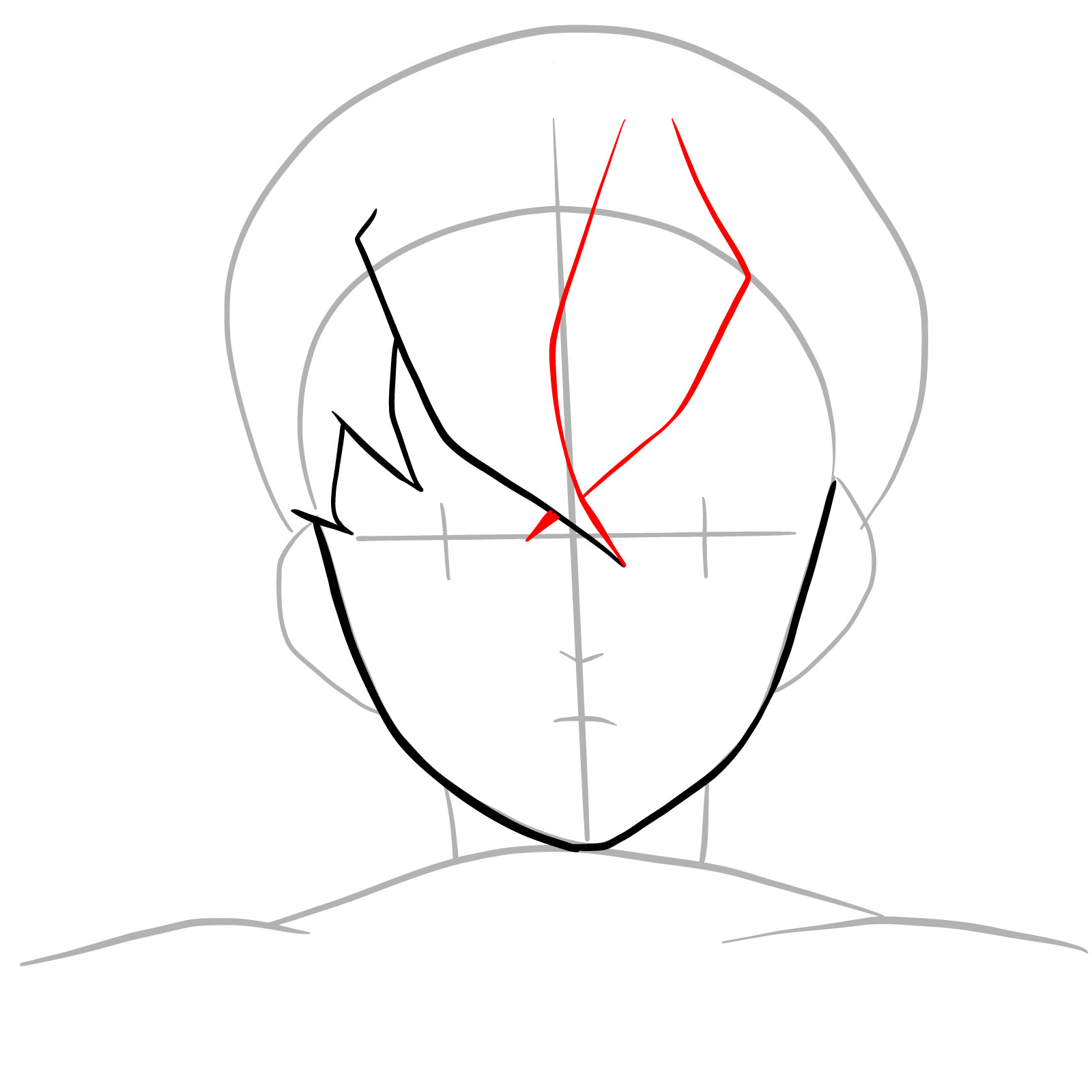 How to draw Inosuke without his mask - step 06