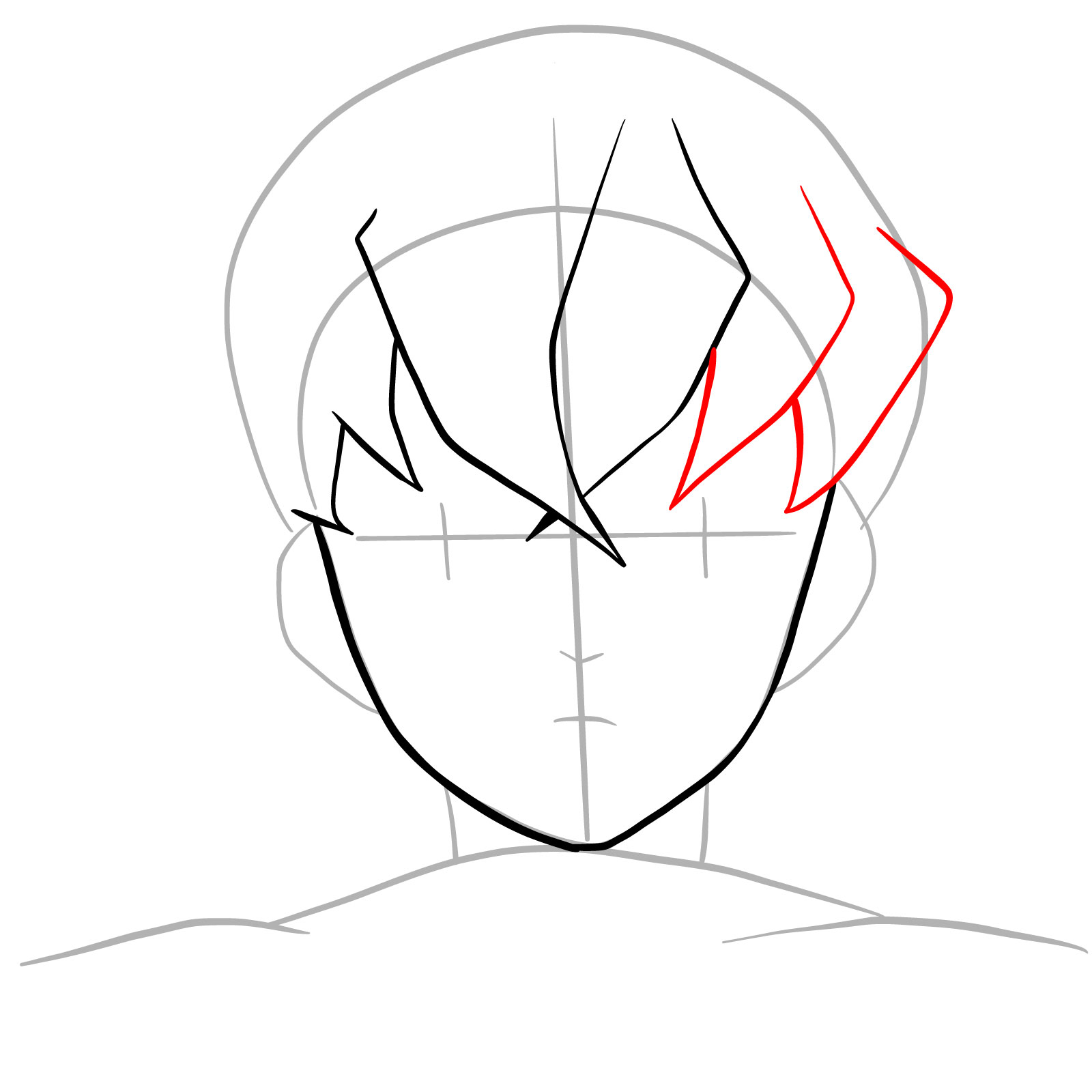 How to draw Inosuke without his mask - step 07