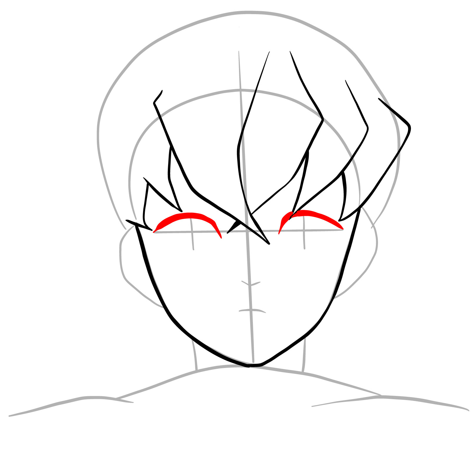 How to draw Inosuke without his mask - step 08