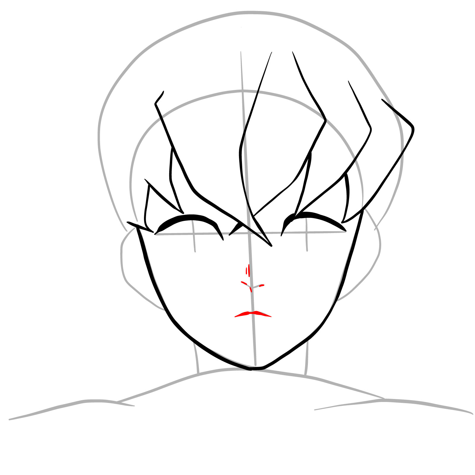 How to draw Inosuke without his mask - step 09