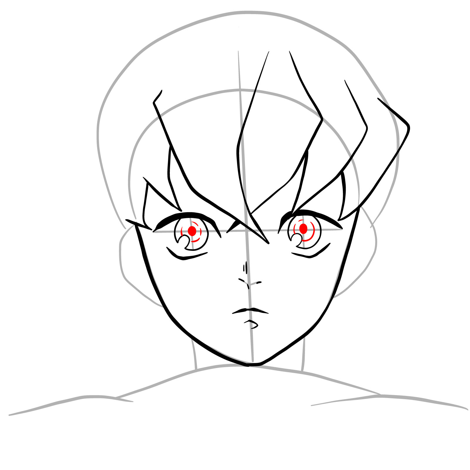 How to draw Inosuke without his mask - step 12
