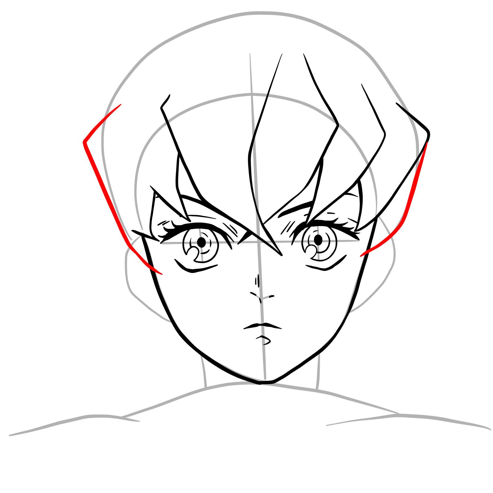 How to draw Inosuke without his mask - step 15