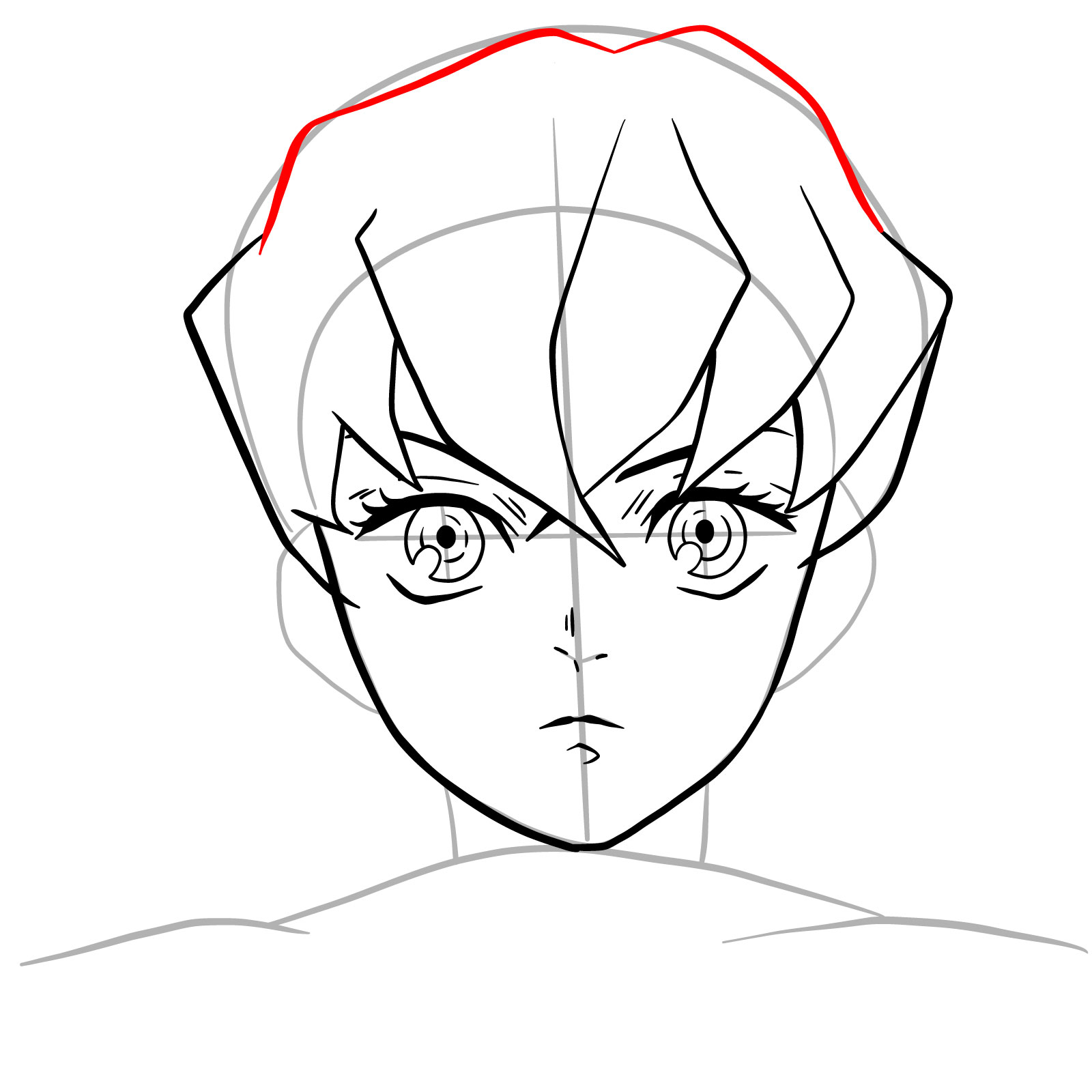 How to draw Inosuke without his mask - step 16