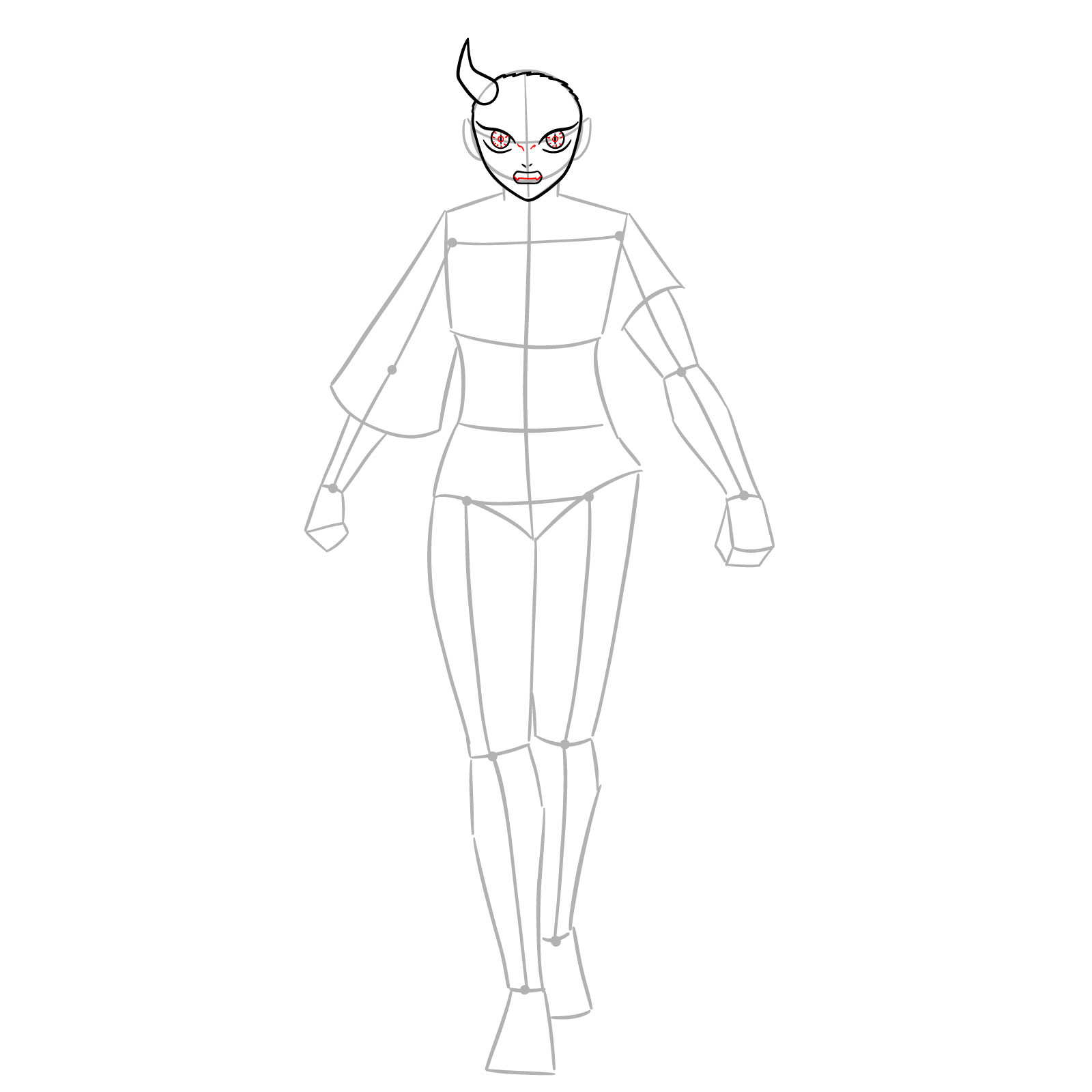 How to Draw Nezuko in Advanced Demon Form - step 07