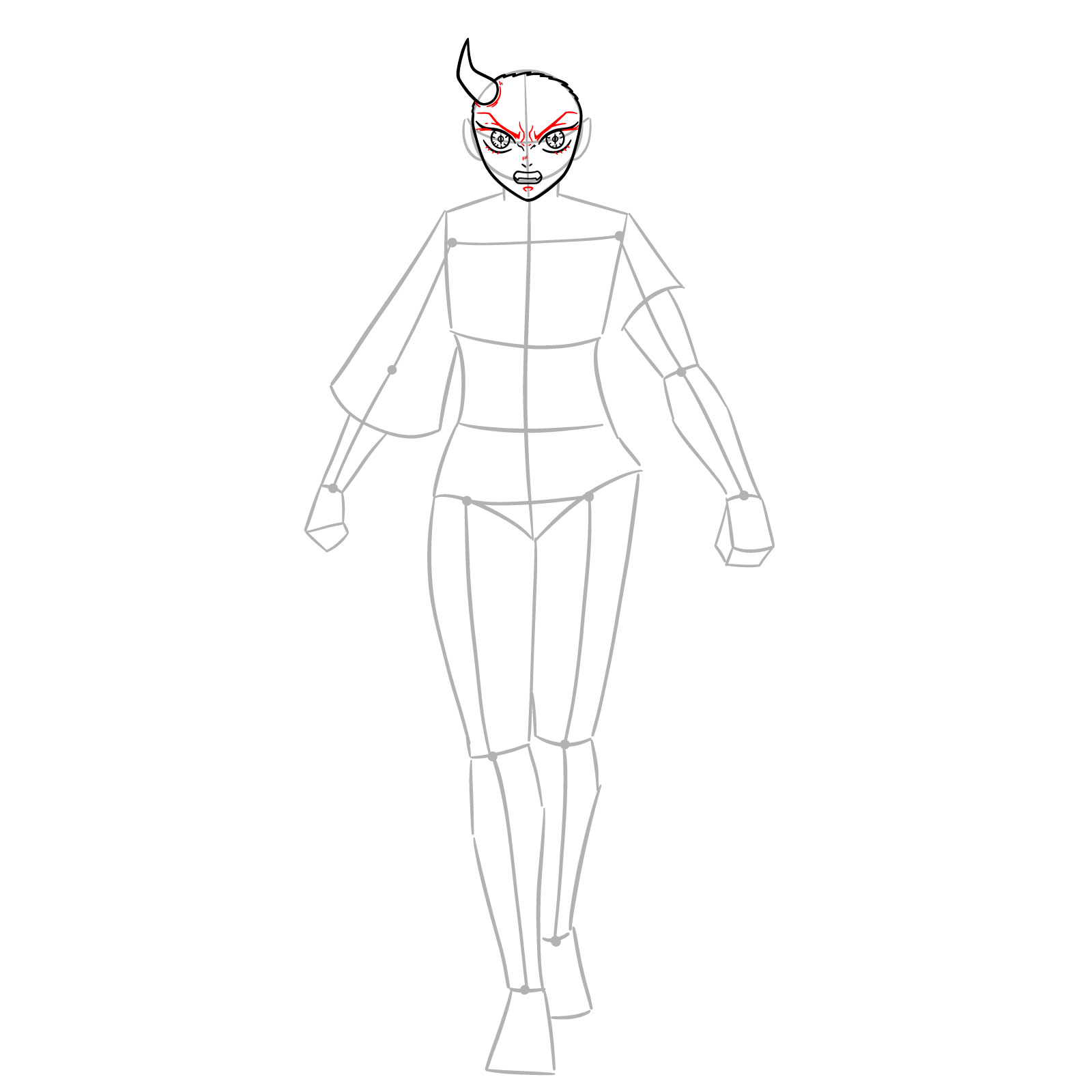 How to Draw Nezuko in Advanced Demon Form - step 08