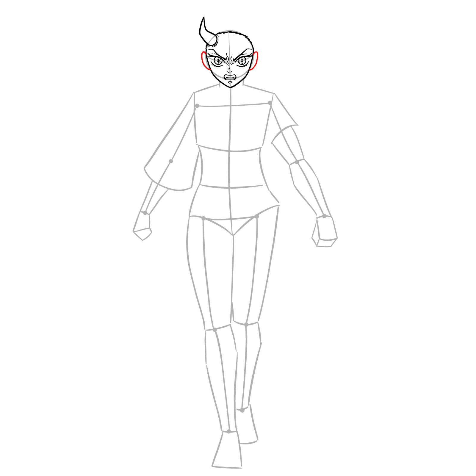 How to Draw Nezuko in Advanced Demon Form - step 09