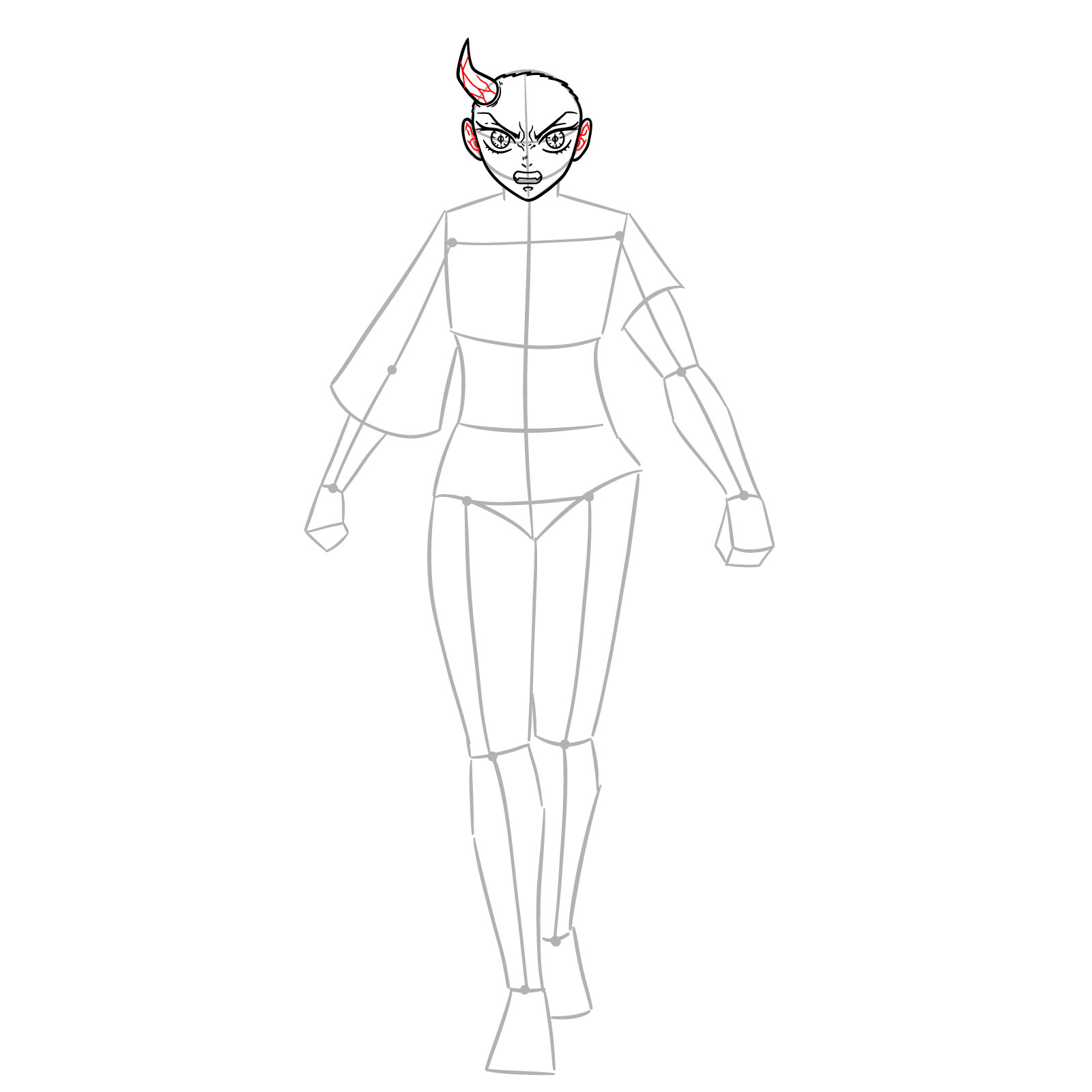 How to Draw Nezuko in Advanced Demon Form - step 10