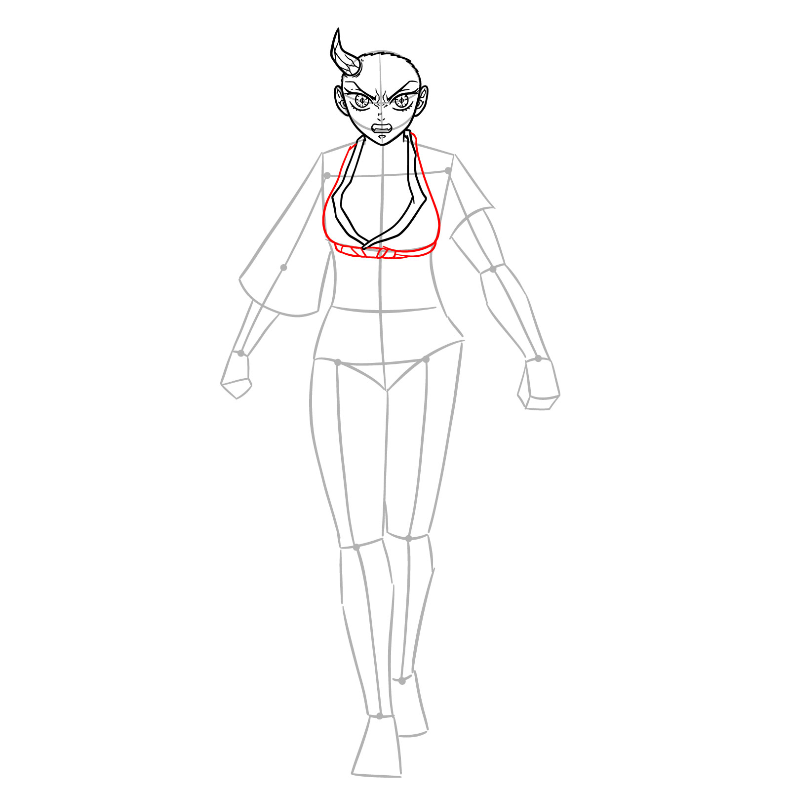 How to Draw Nezuko in Advanced Demon Form - step 12