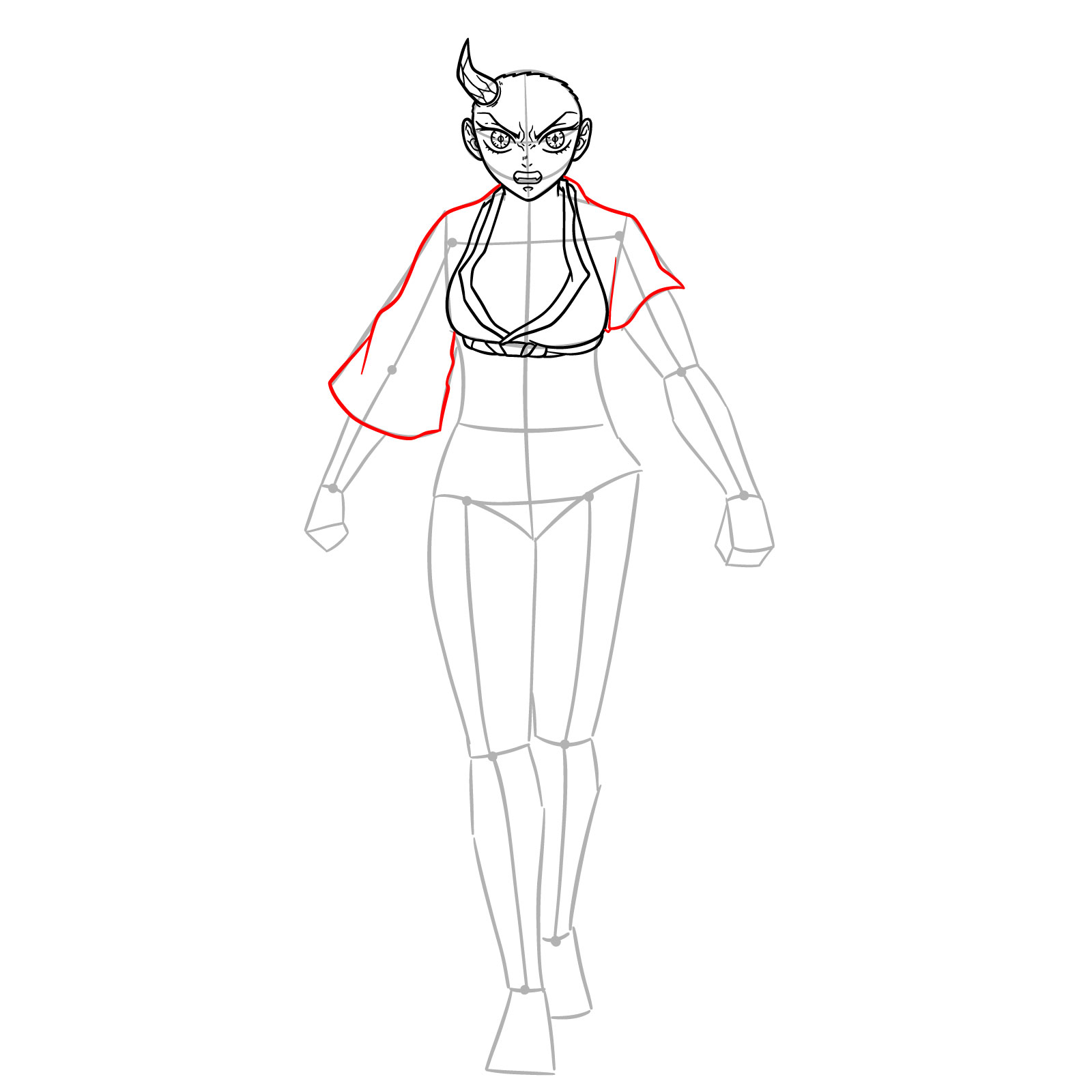How to Draw Nezuko in Advanced Demon Form - step 13