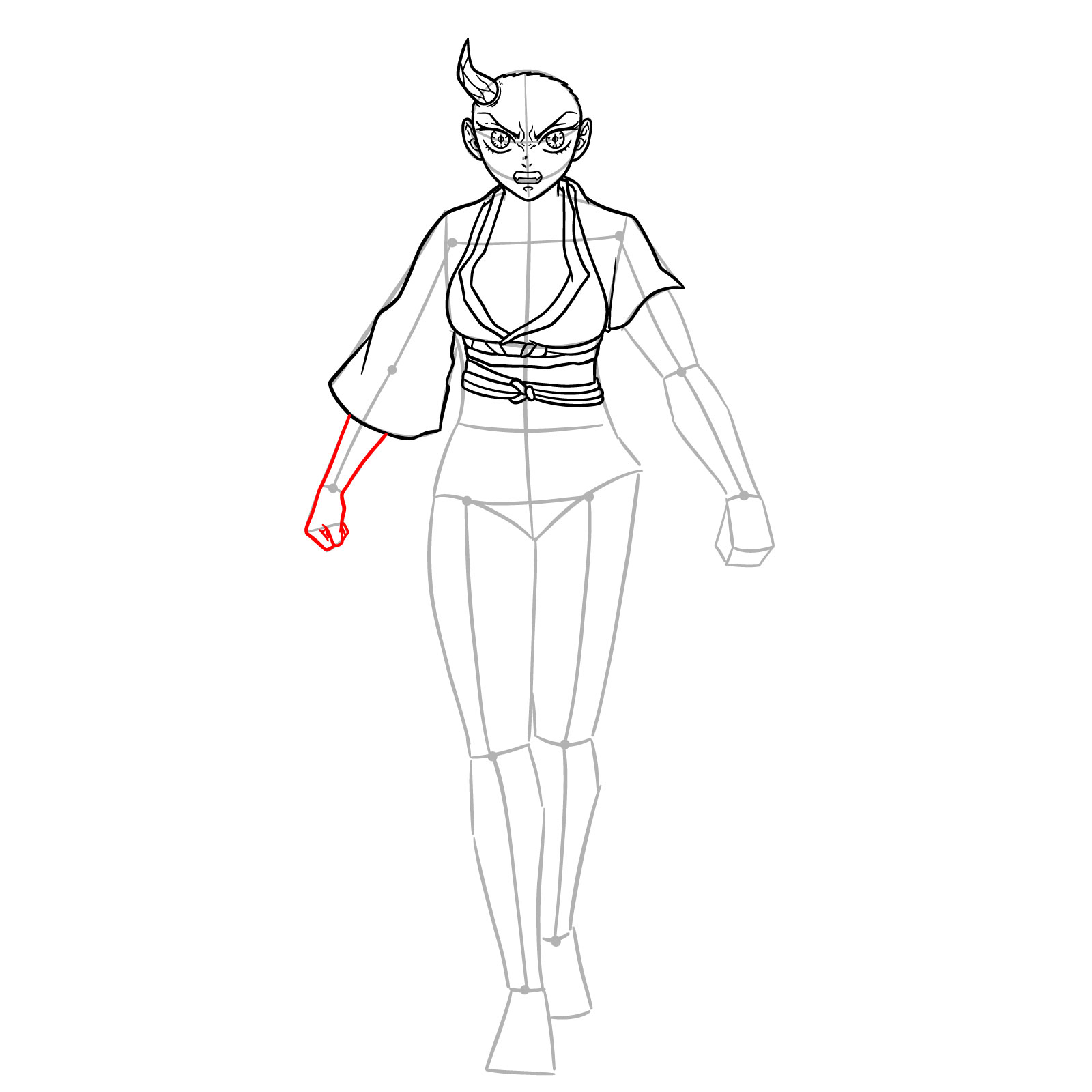 How to Draw Nezuko in Advanced Demon Form - step 15