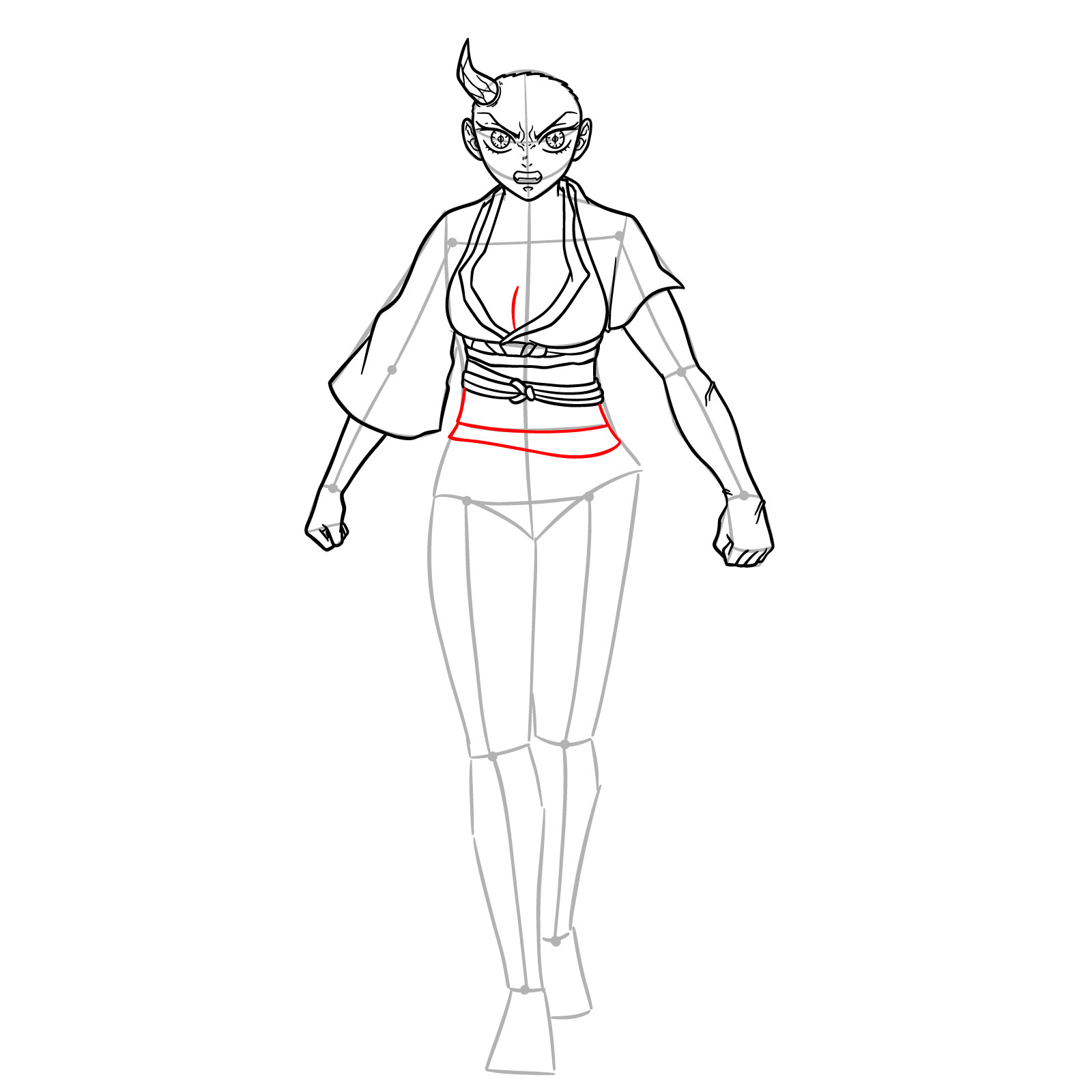 How to Draw Nezuko in Advanced Demon Form - step 17