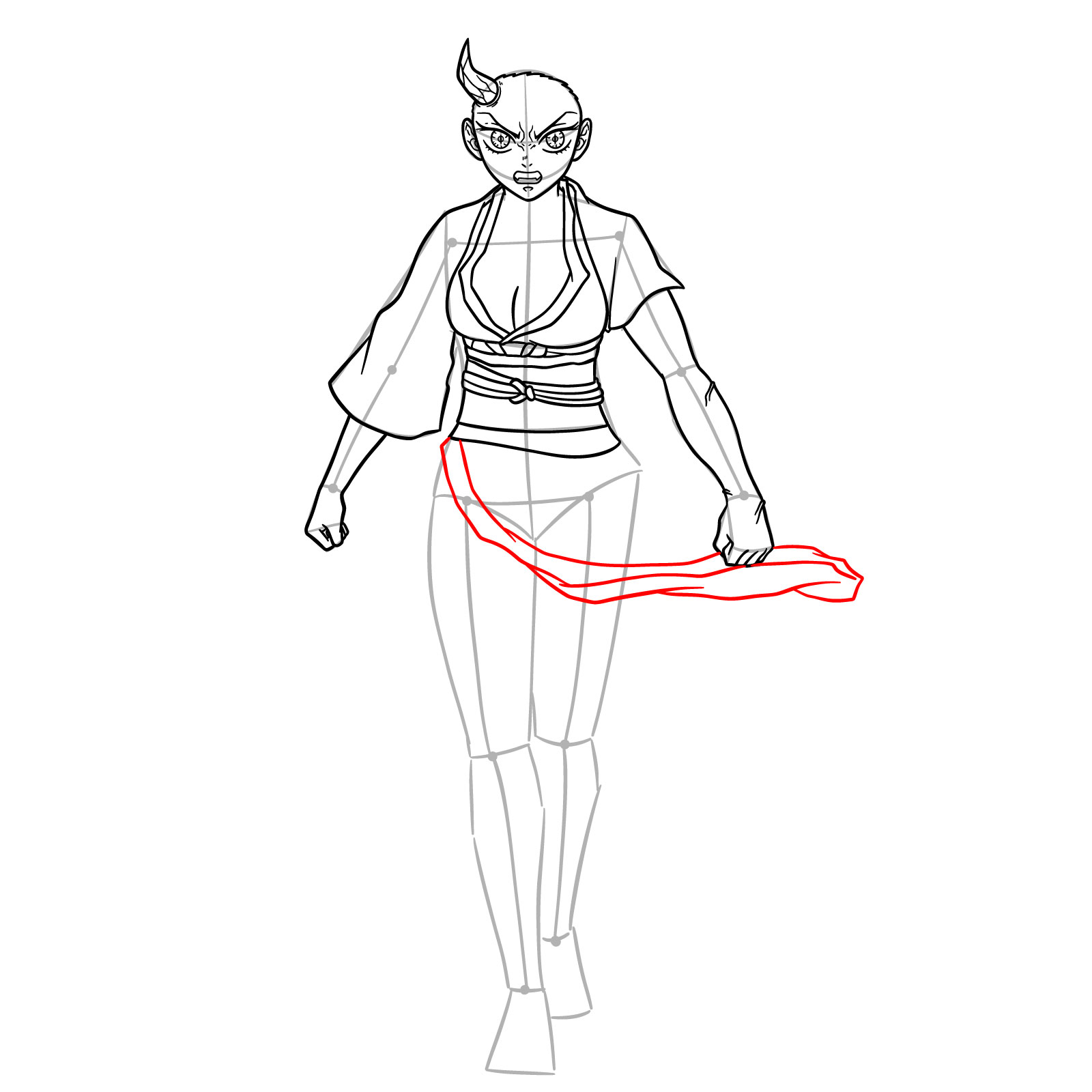 How to Draw Nezuko in Advanced Demon Form - step 18