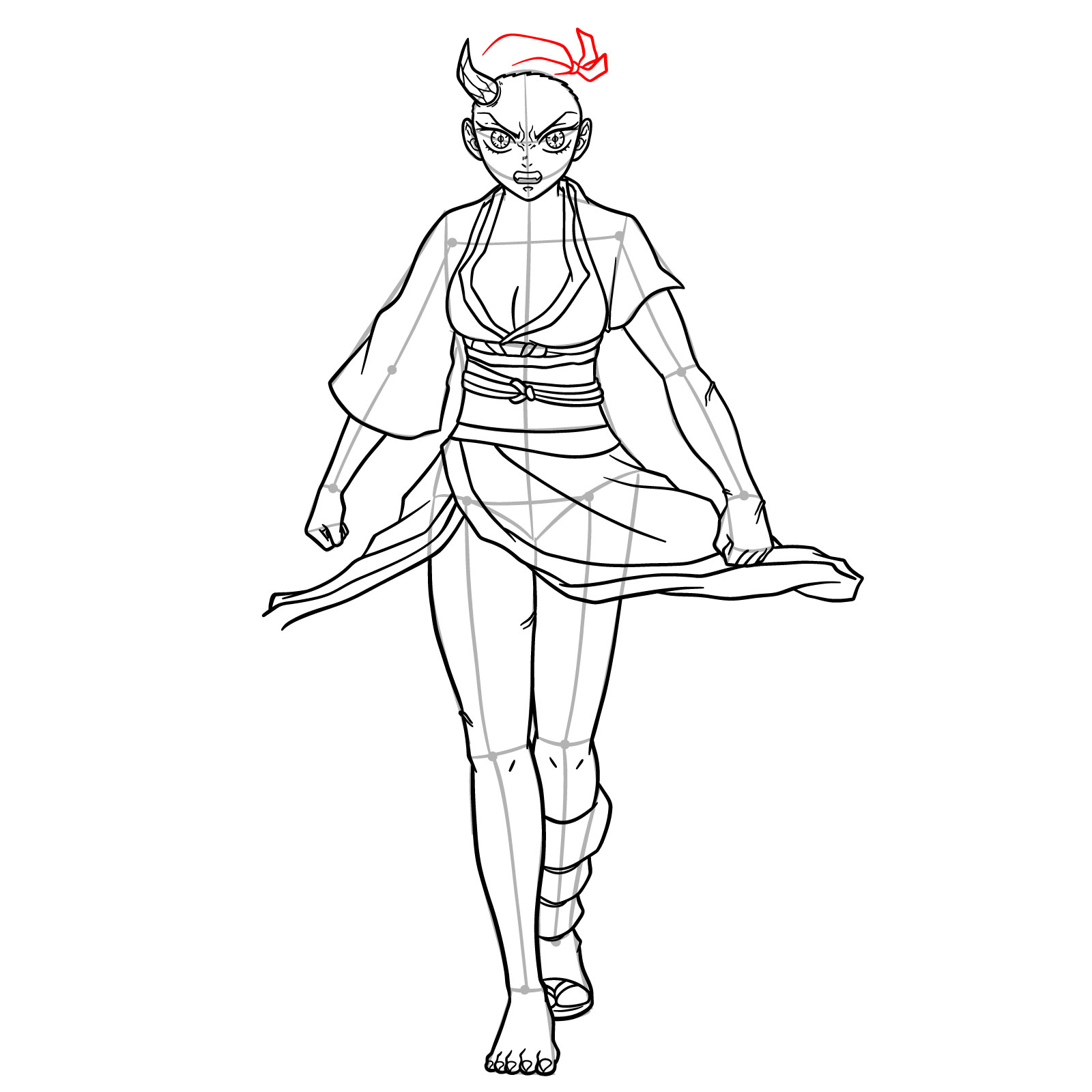 How to Draw Nezuko in Advanced Demon Form - step 25
