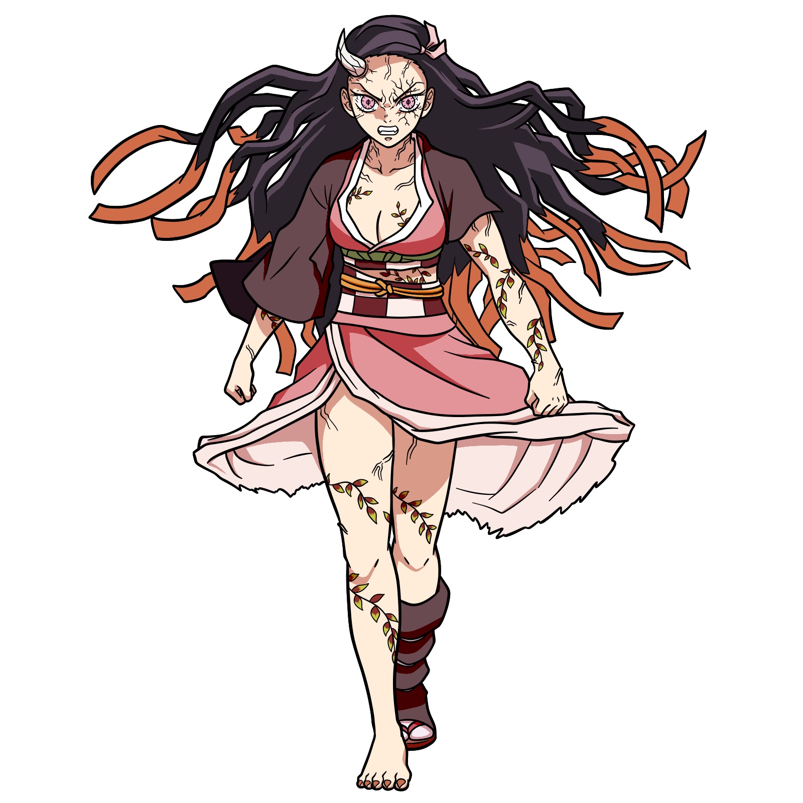 How to Draw Nezuko in Advanced Demon Form - final step