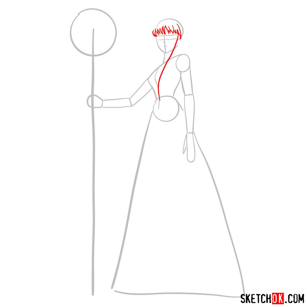 How to draw Saori Kido (Athena) - step 03