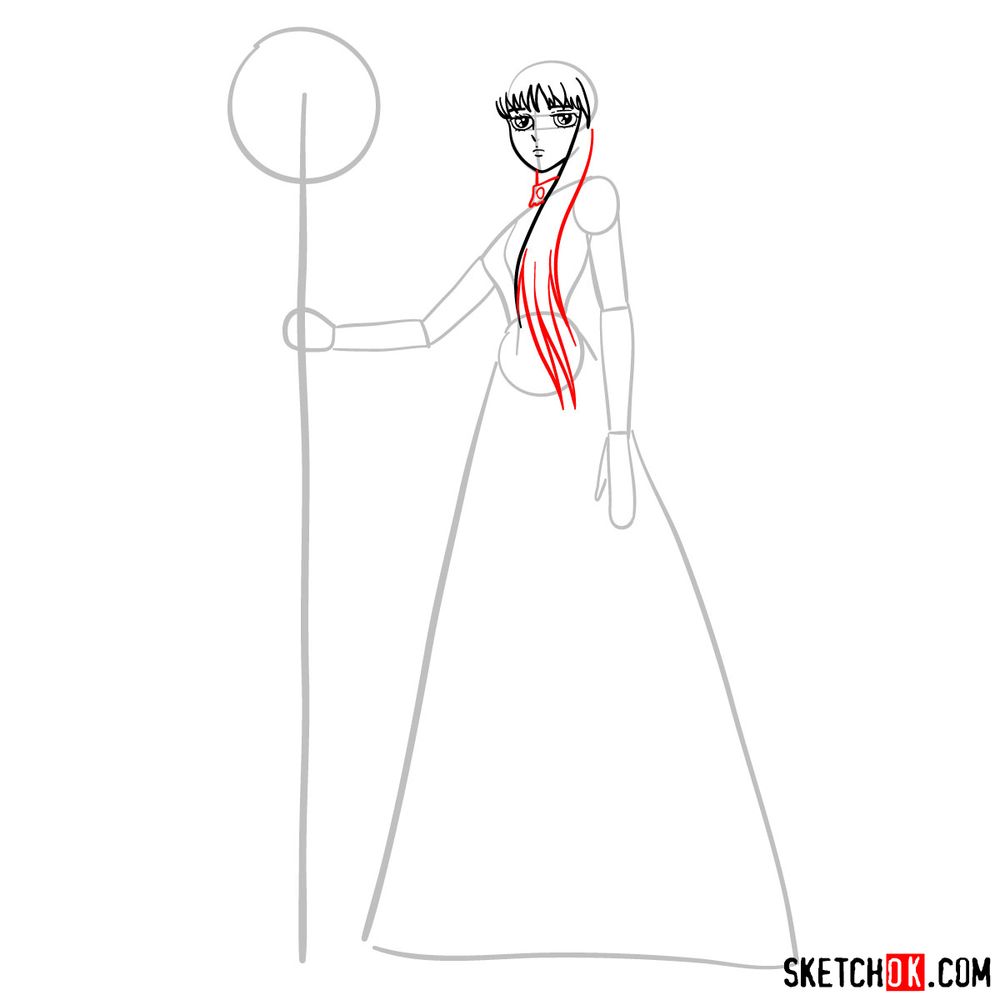 How to draw Saori Kido (Athena) - step 05