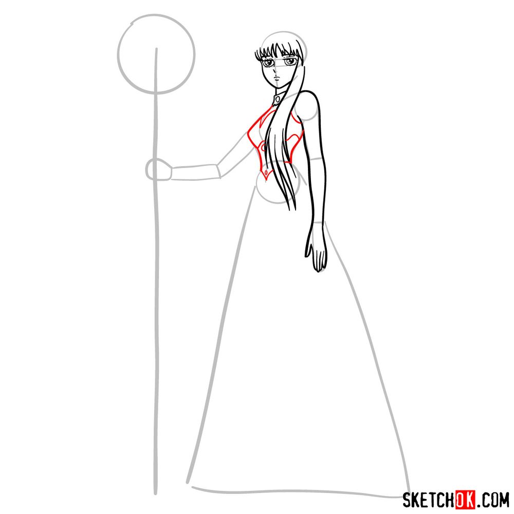 How to draw Saori Kido (Athena) - step 07