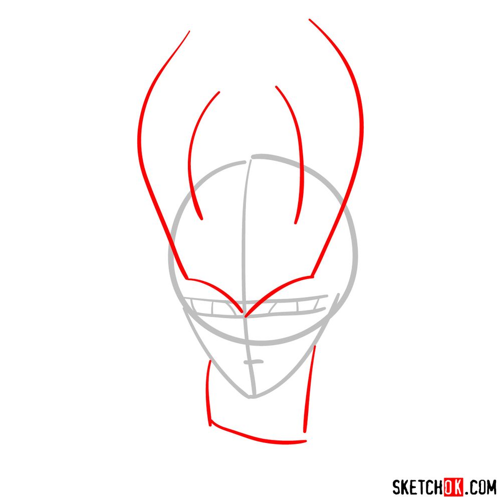 How to draw Shiryu's face (Saint Seiya) - step 02
